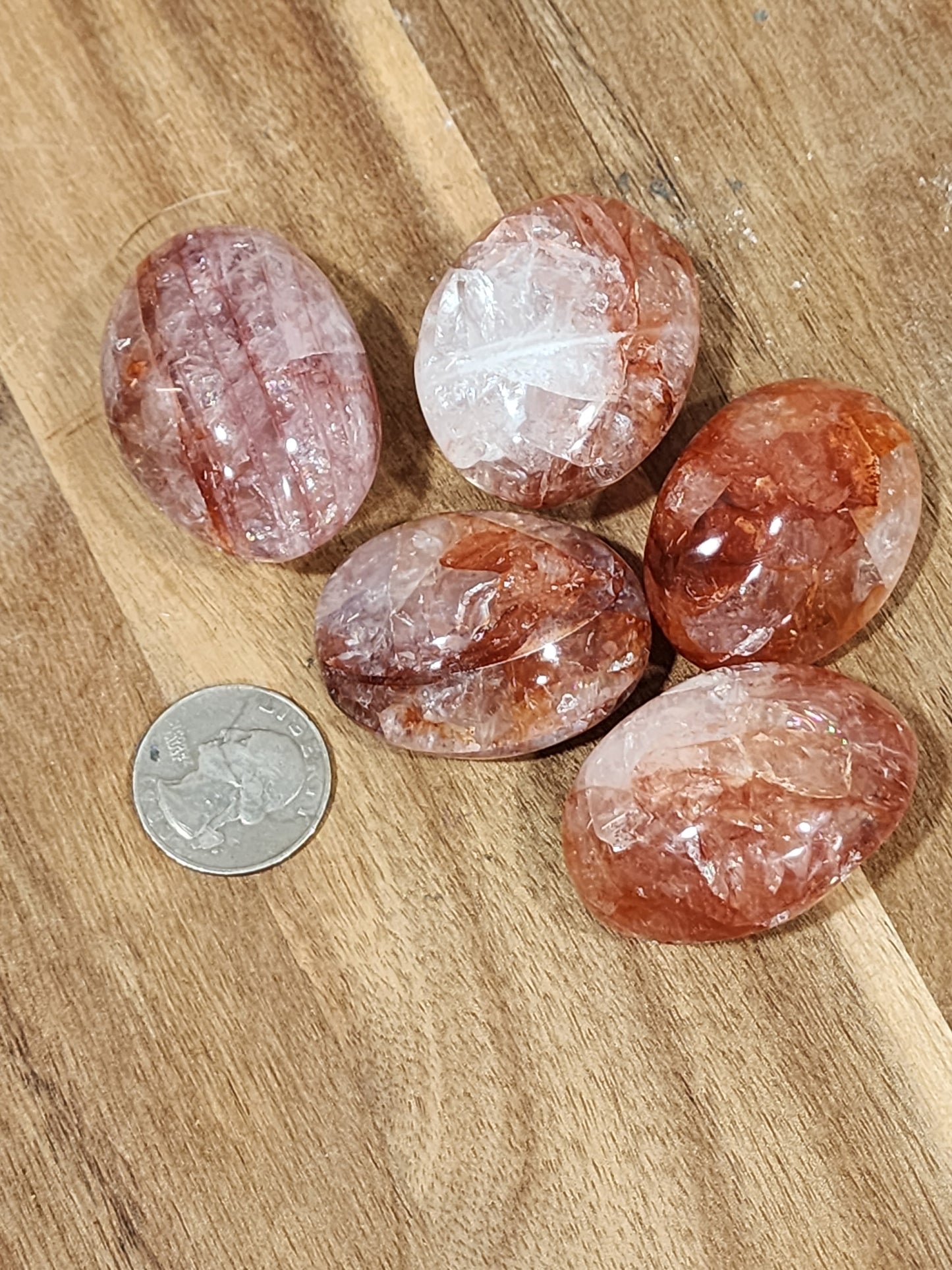 Fire quartz palm stones