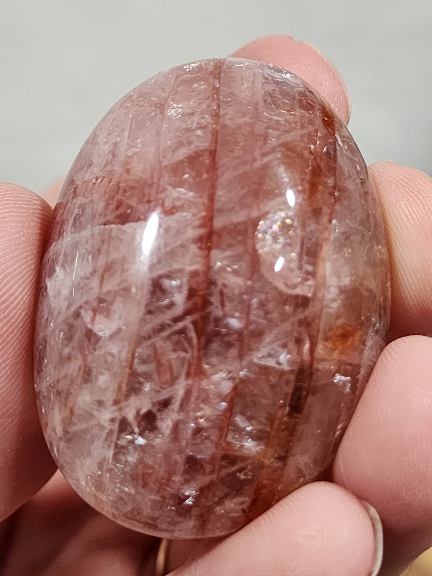 Fire quartz palm stones