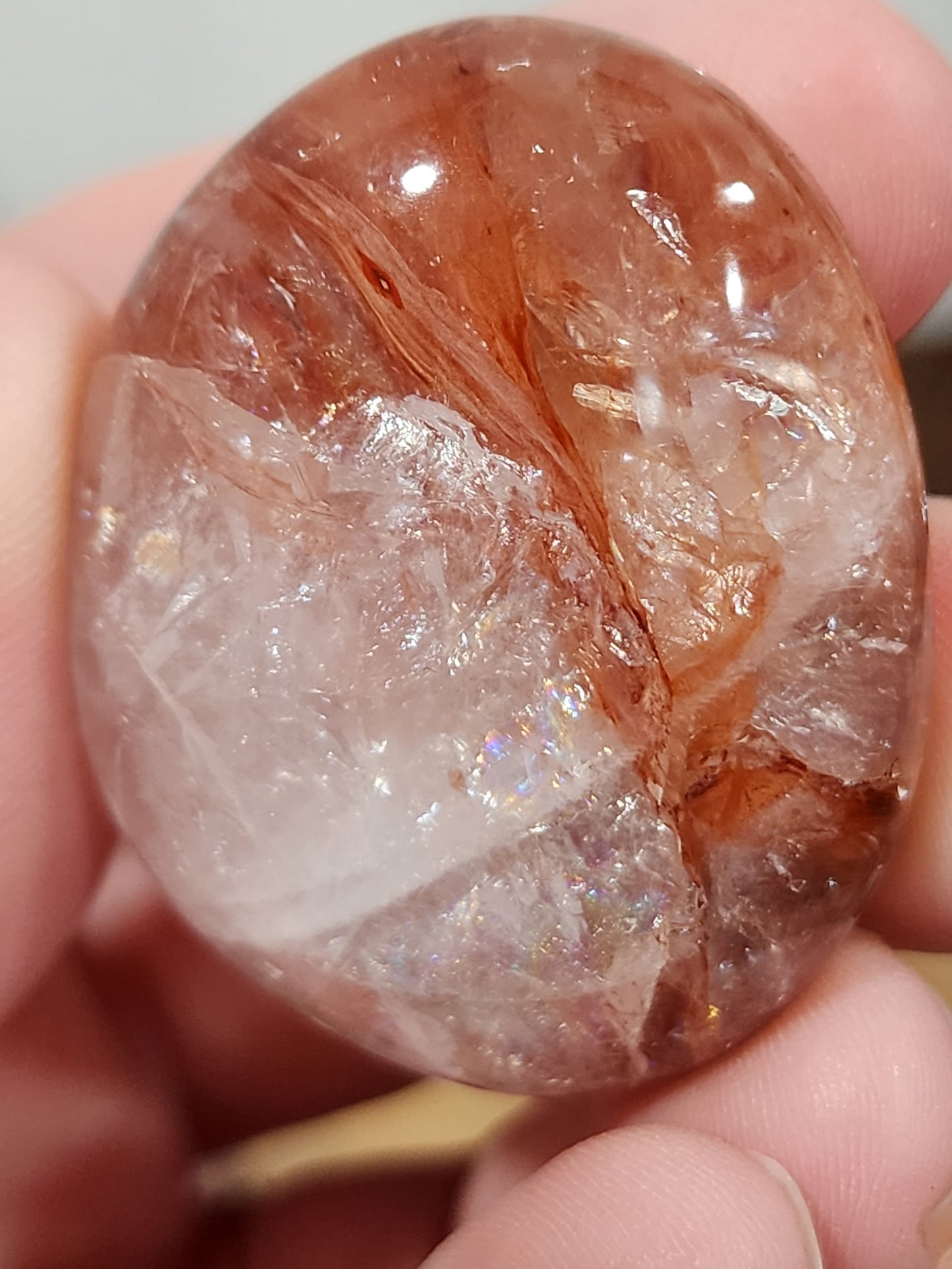 Fire quartz palm stones