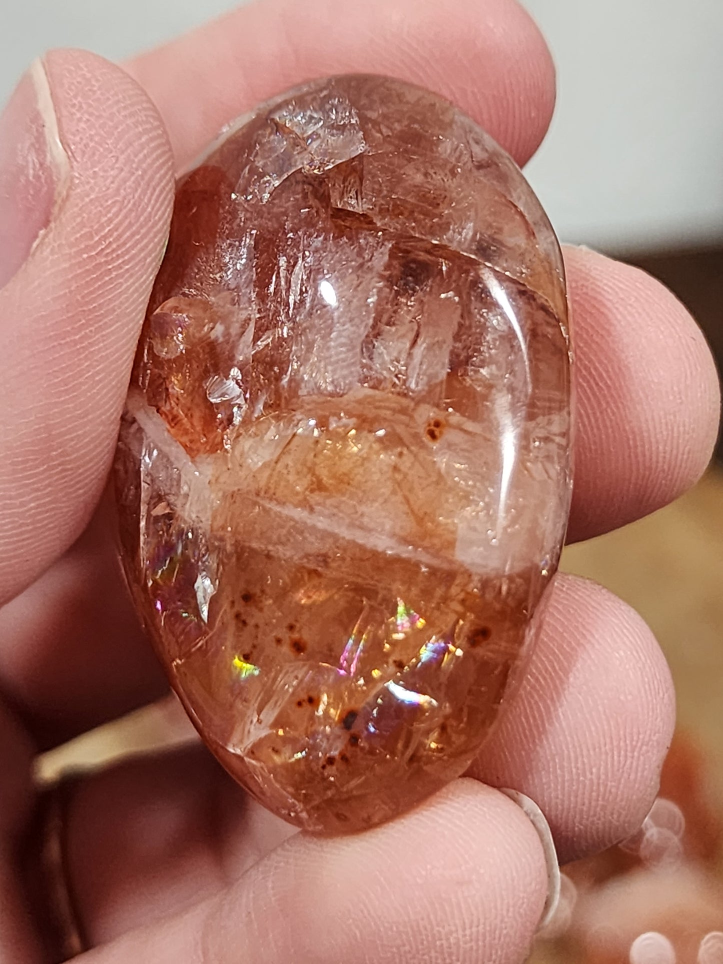 Fire quartz palm stones