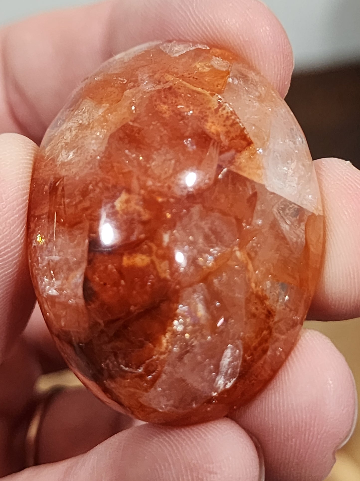 Fire quartz palm stones