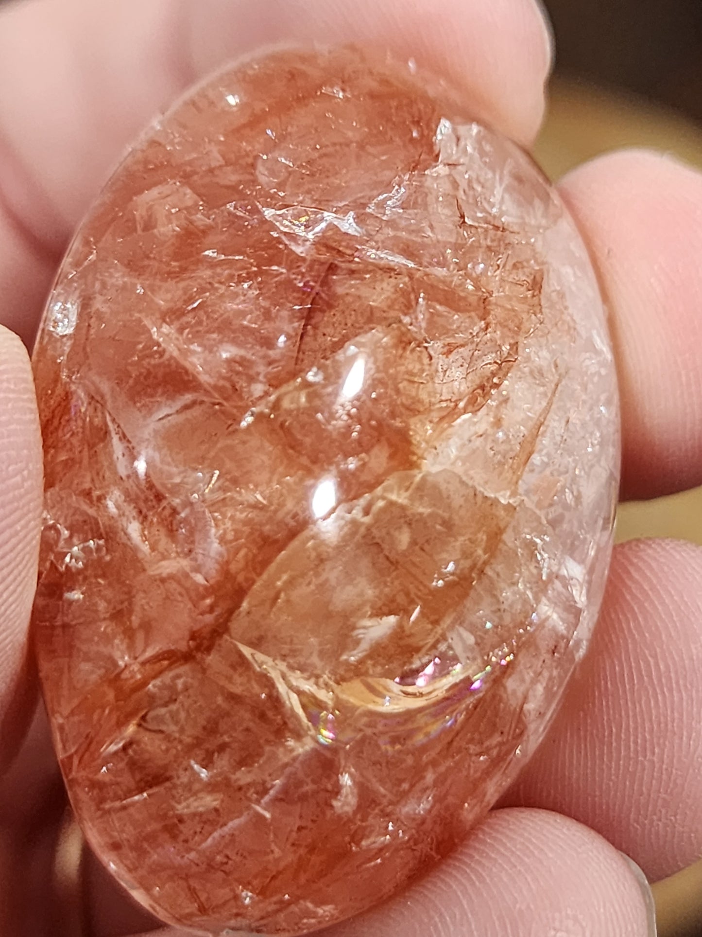 Fire quartz palm stones