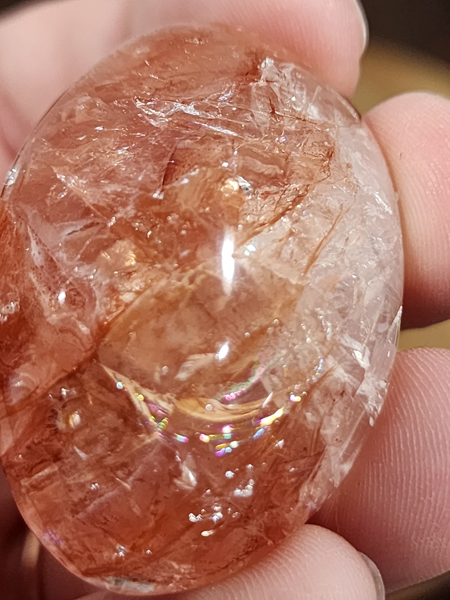 Fire quartz palm stones