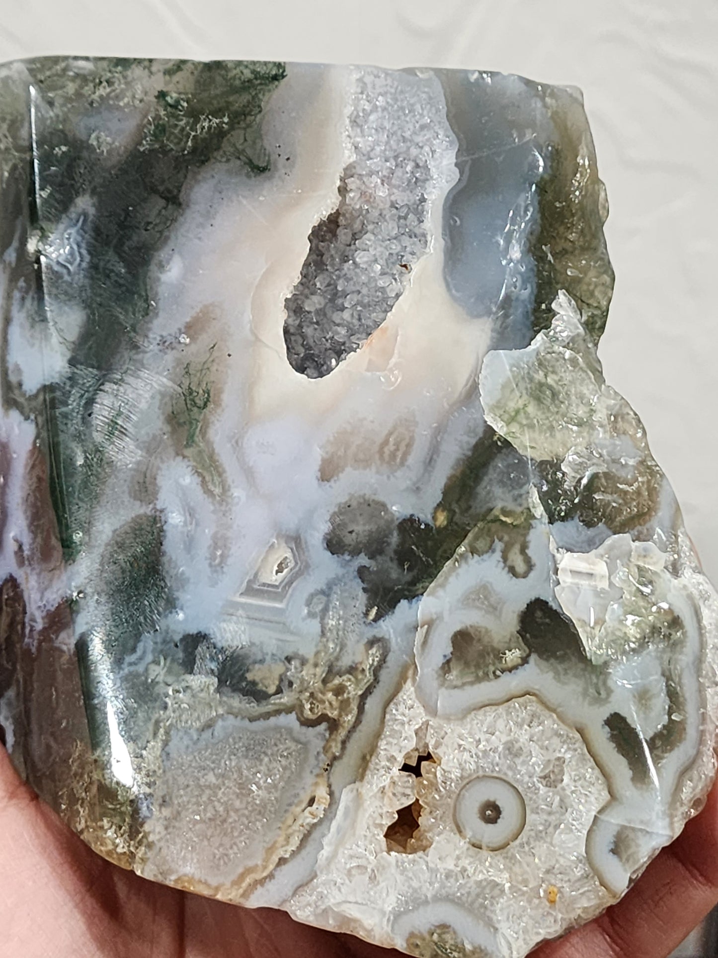 Blue moss agate freeform