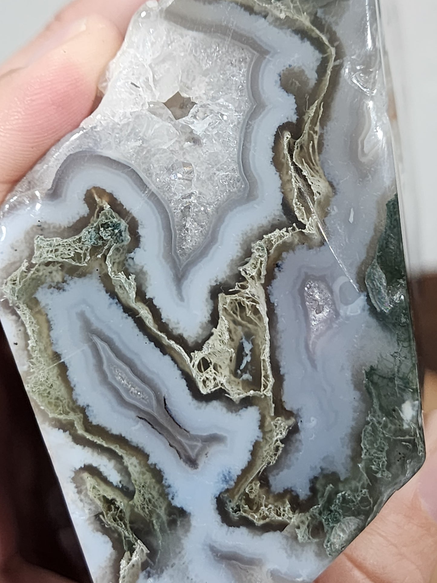 Blue moss agate freeform