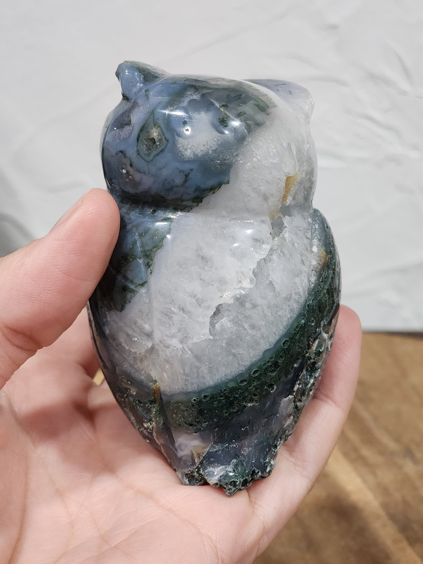 Moss agate owl