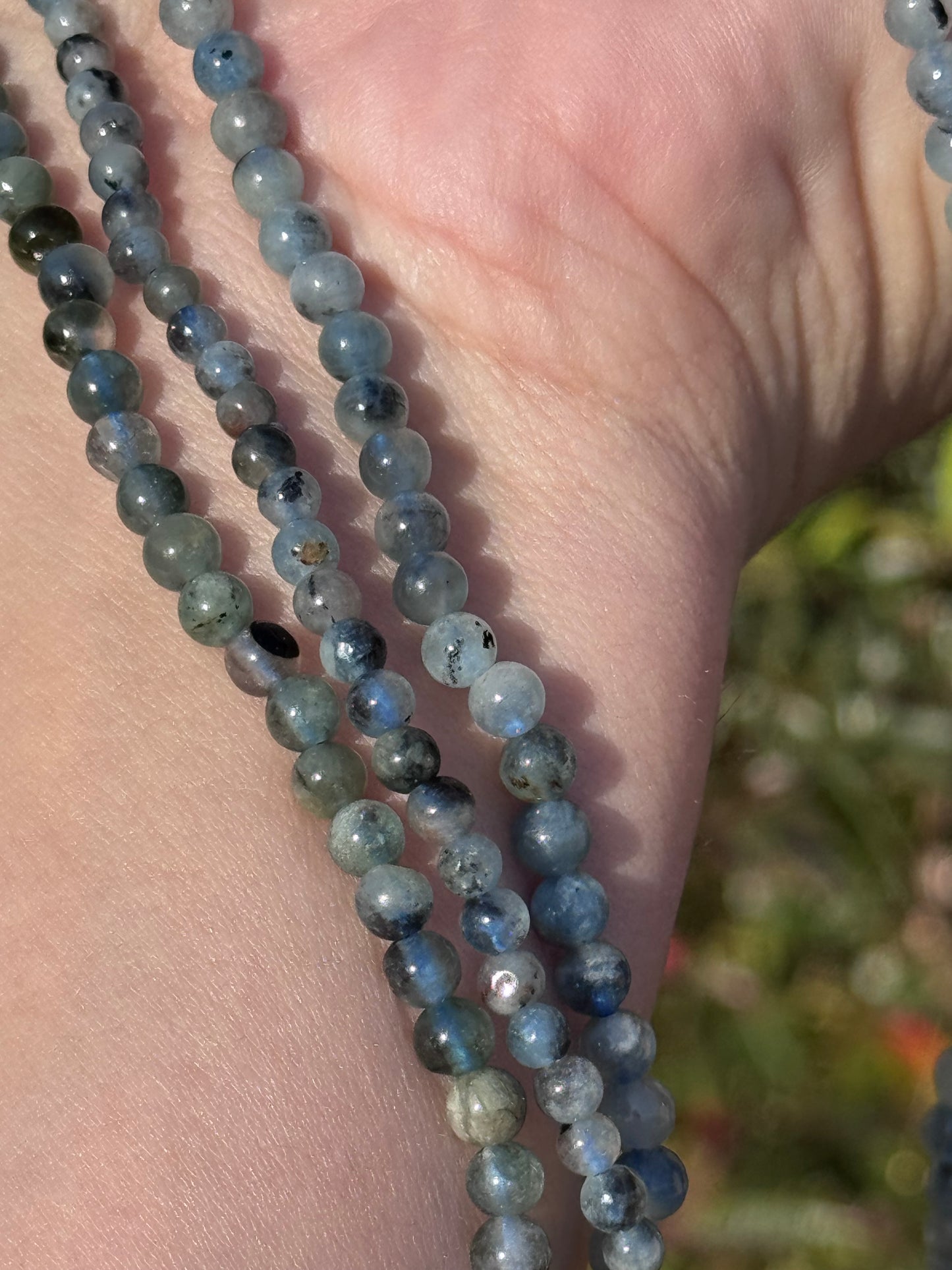 Aquamarine necklace/triple layer bracelet