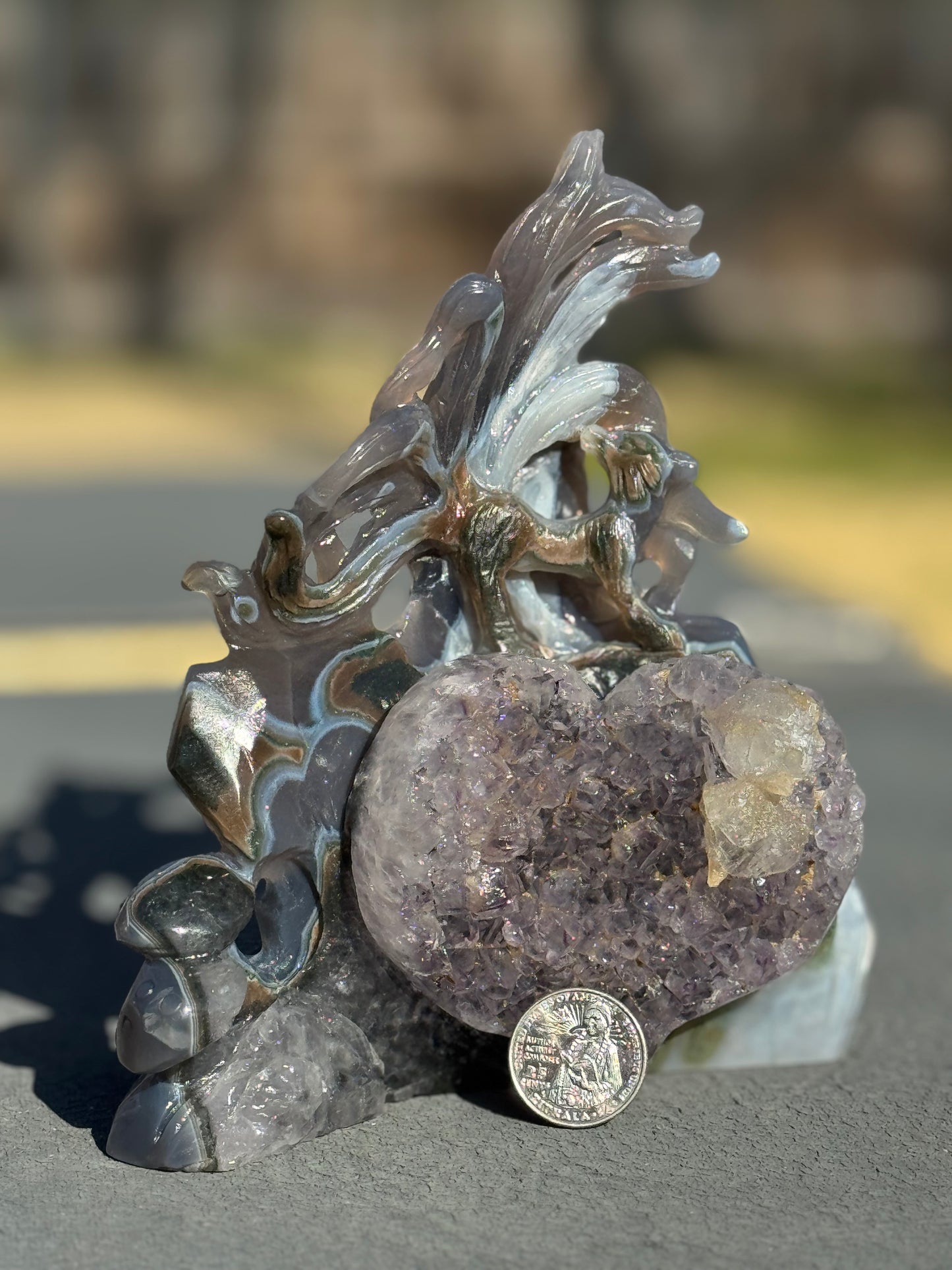 Amethyst heart with nine-tail fox