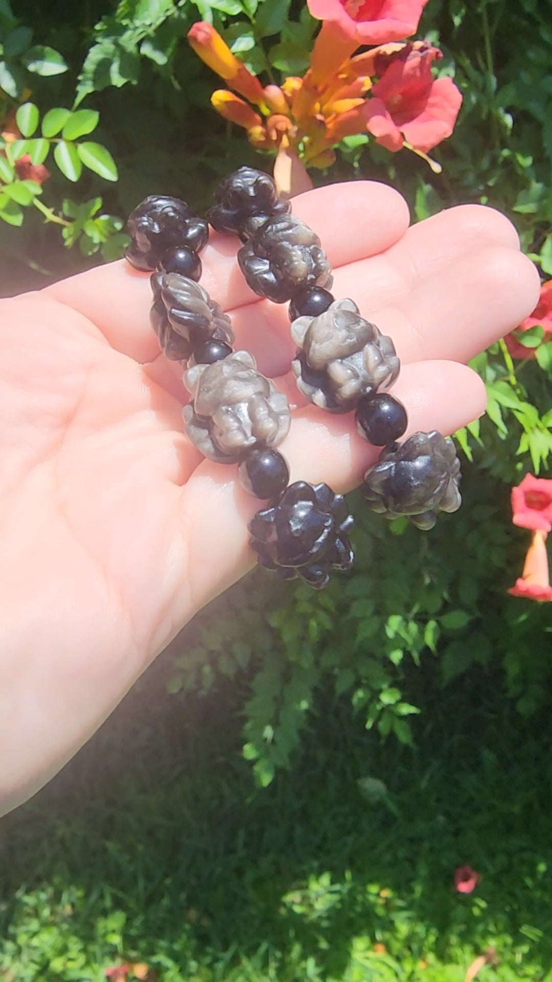 Silver Obsidian 9 tail fox bracelet