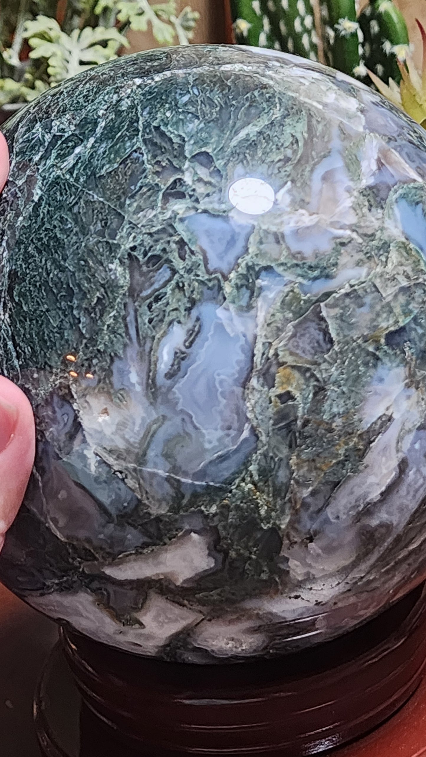 Moss agate statement sphere