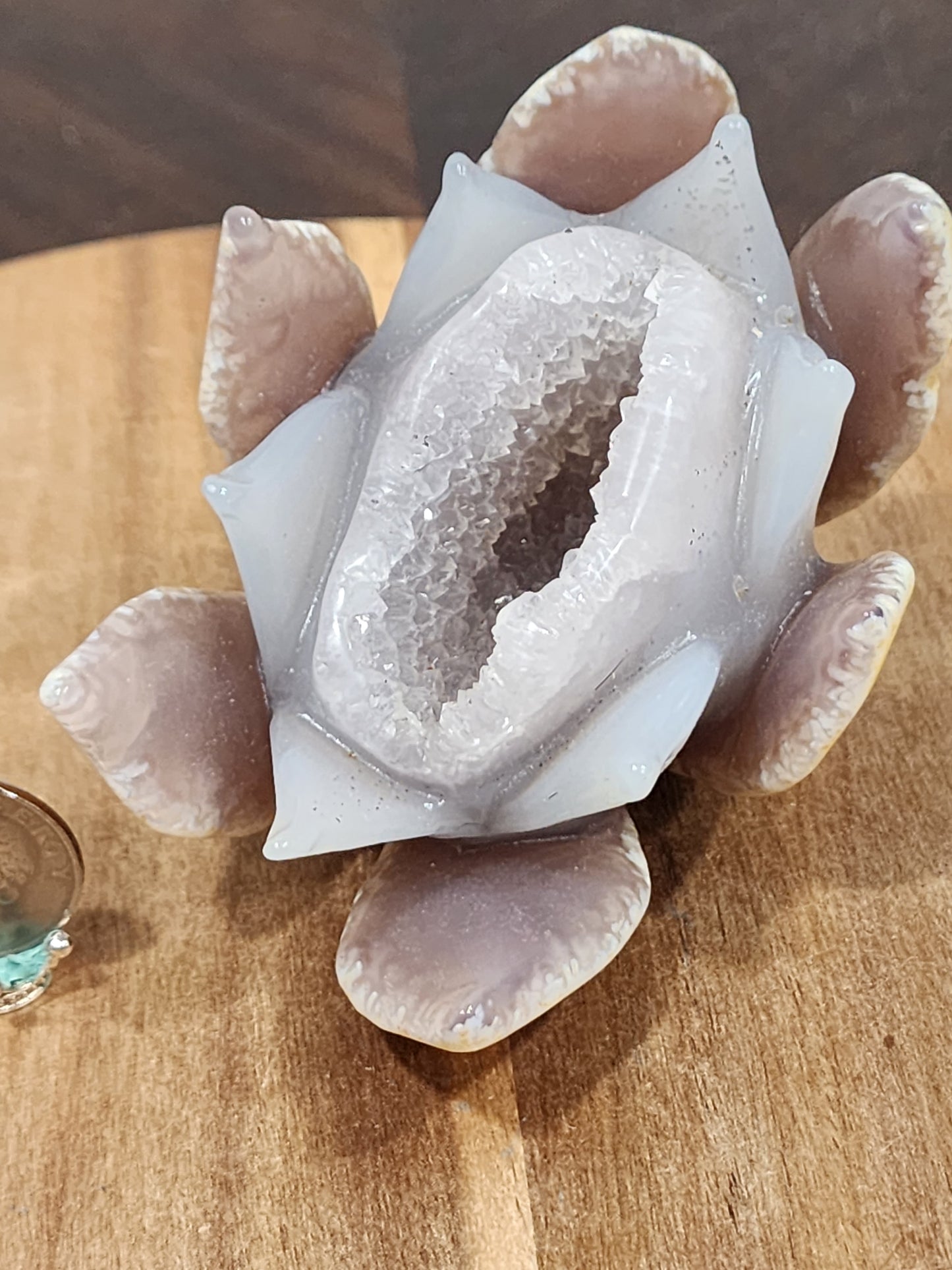 Druzy agate lotus flower