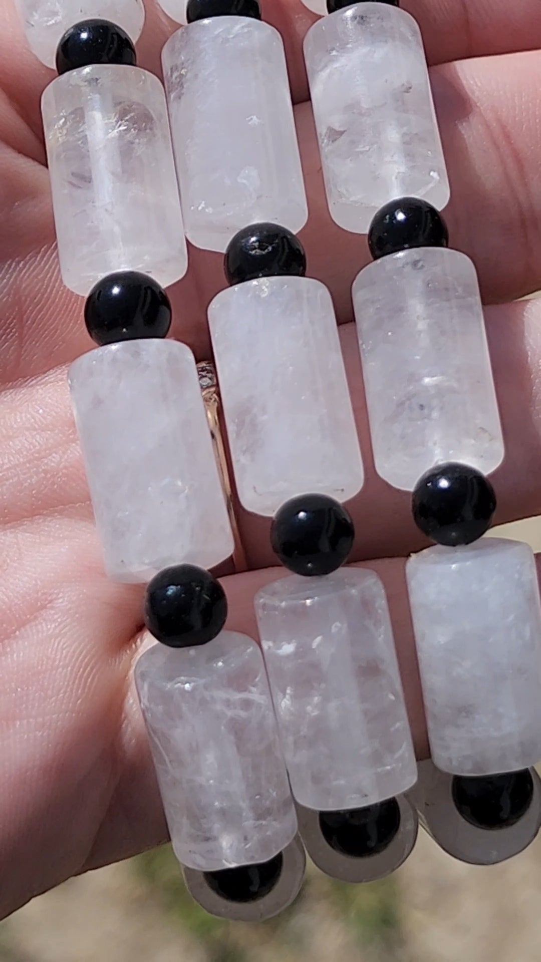 Quartz with obsidian bracelet