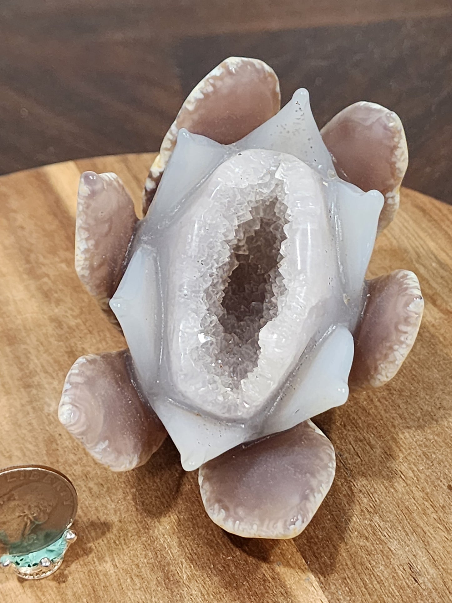 Druzy agate lotus flower