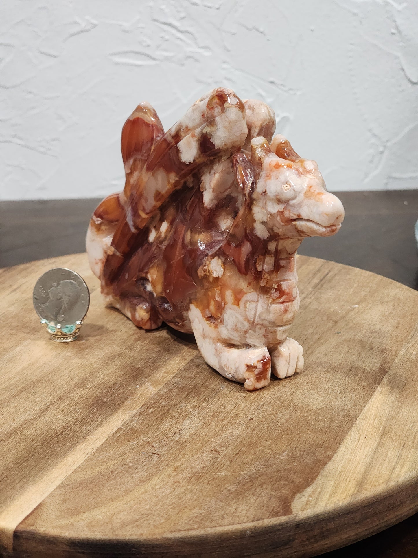 Carnelian/flower agate dragon