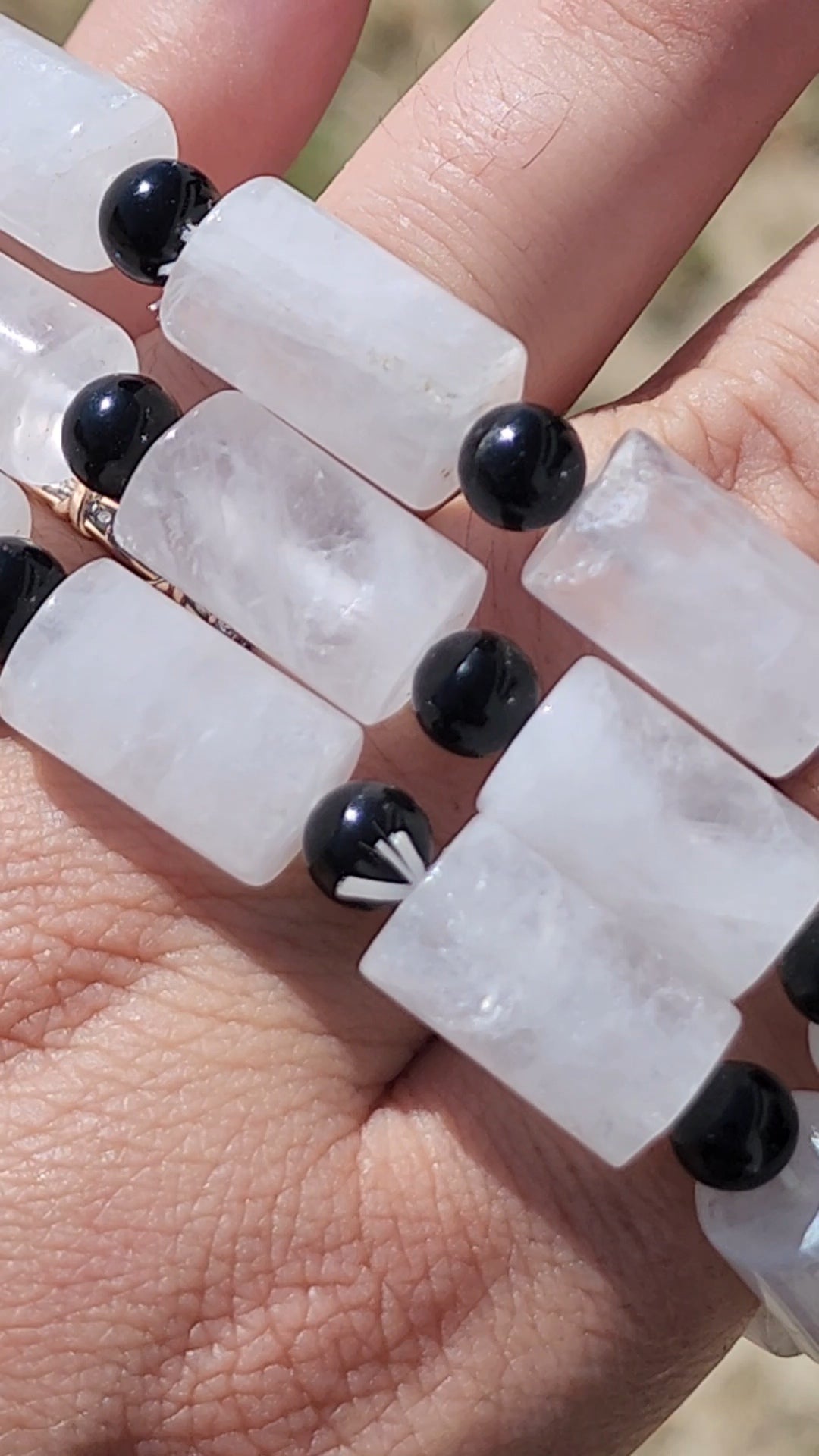 Quartz with obsidian bracelet