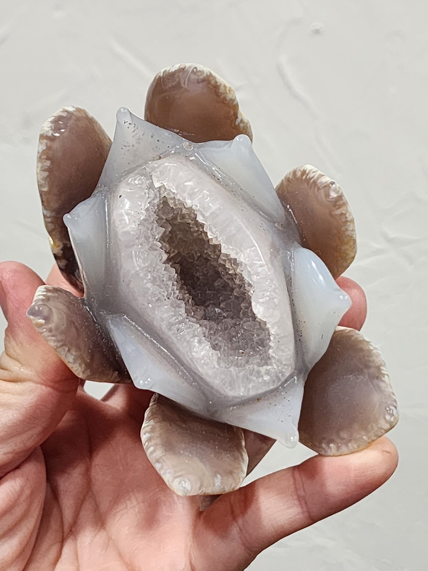 Druzy agate lotus flower