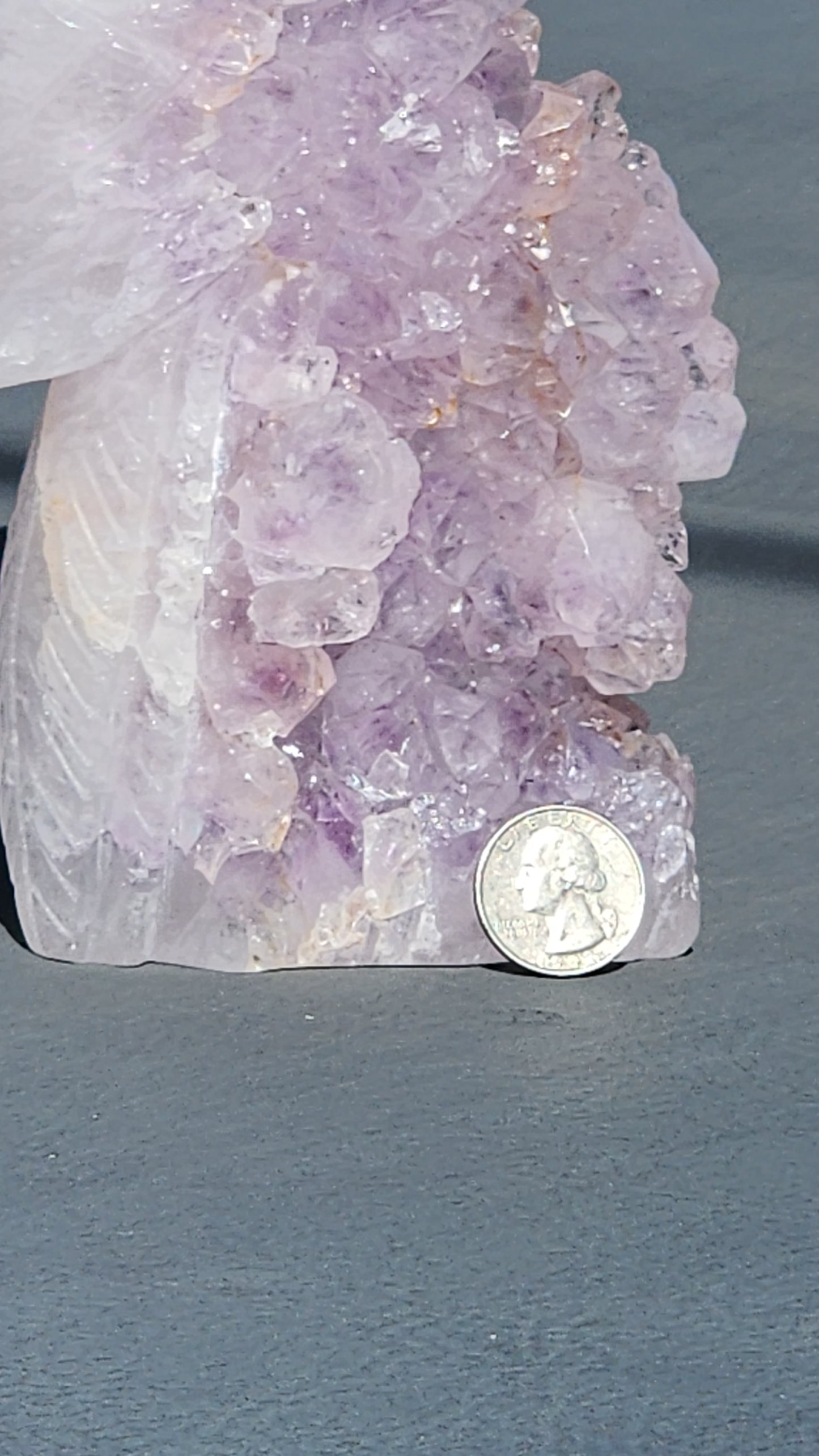 Amethyst cluster parrot carving
