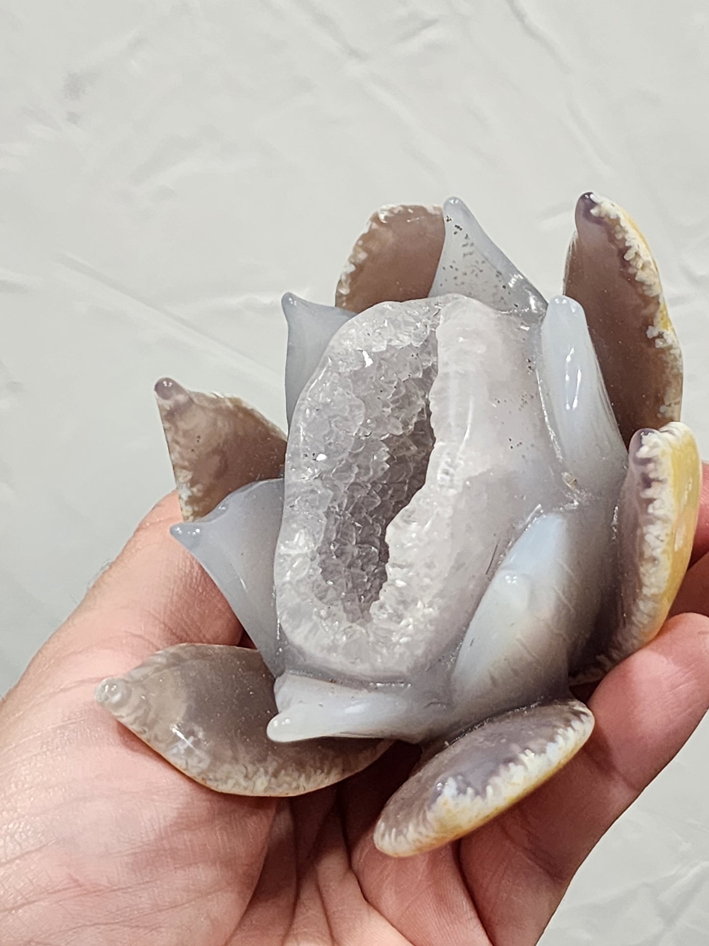 Druzy agate lotus flower