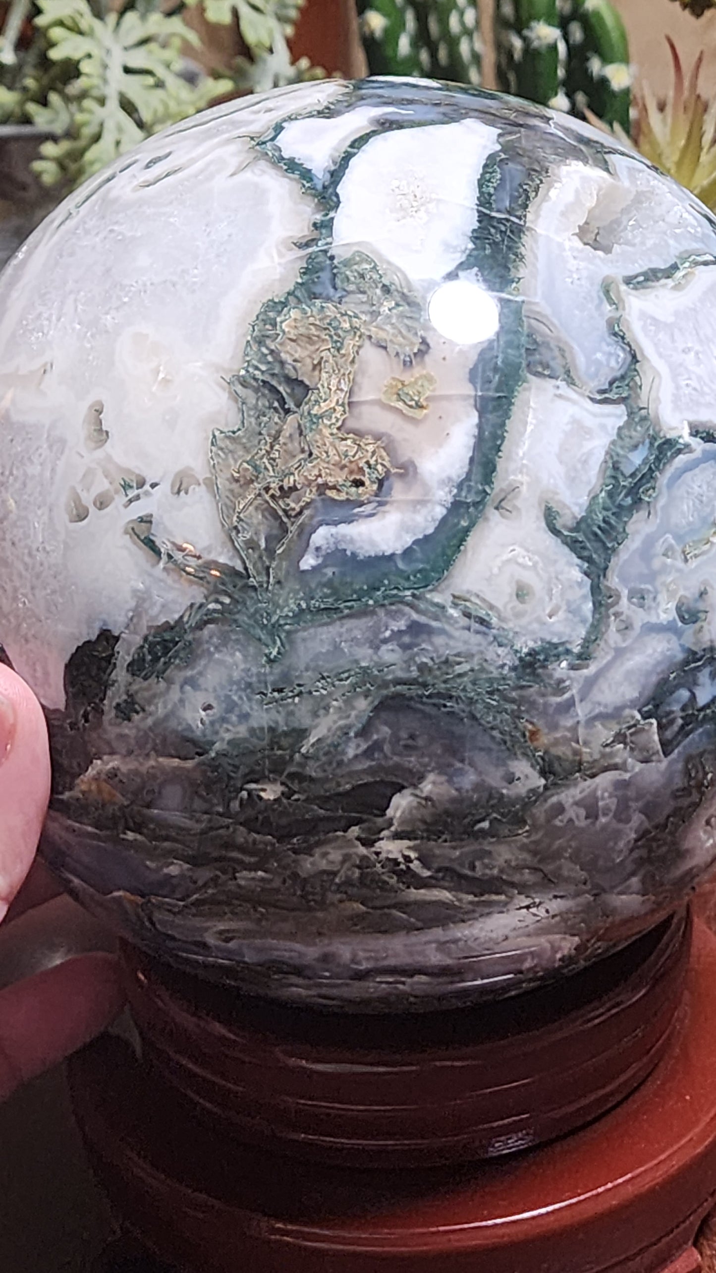 Moss agate statement sphere