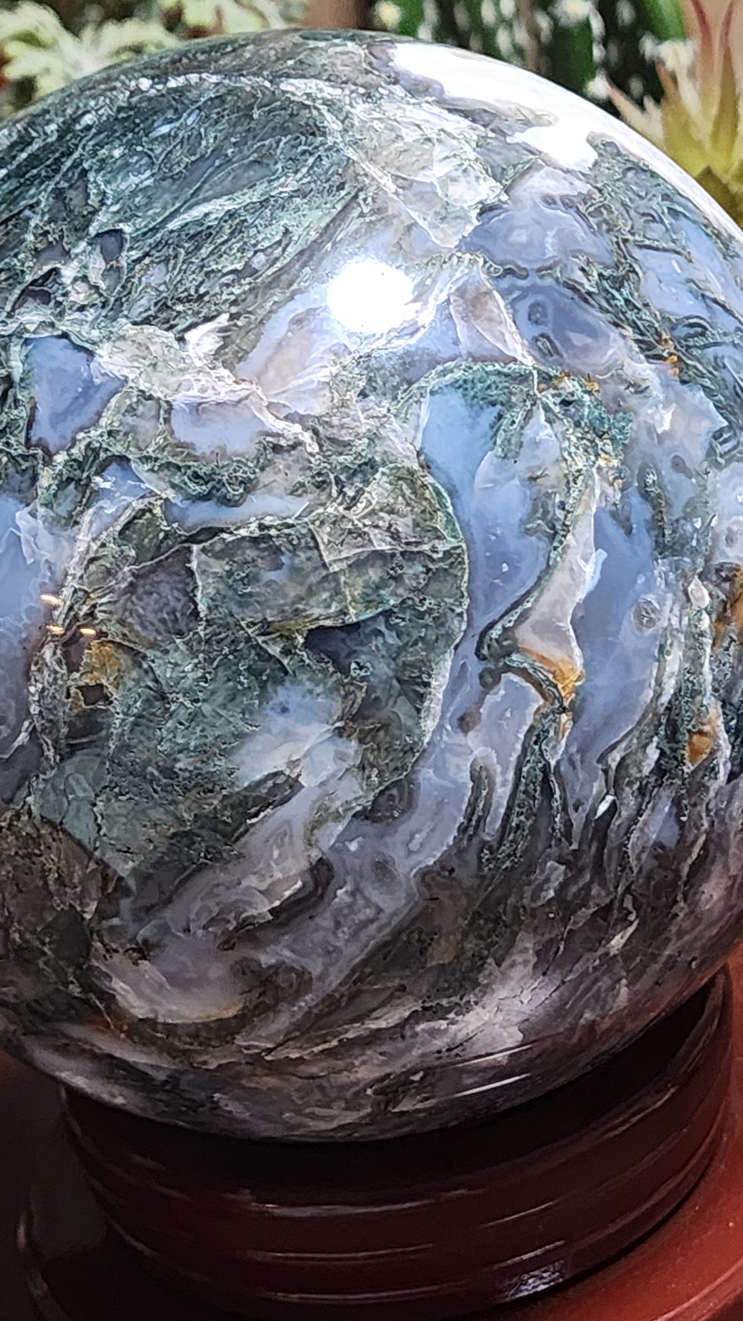 Moss agate statement sphere