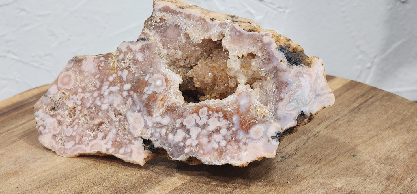 Pink amethyst/flower agate slab