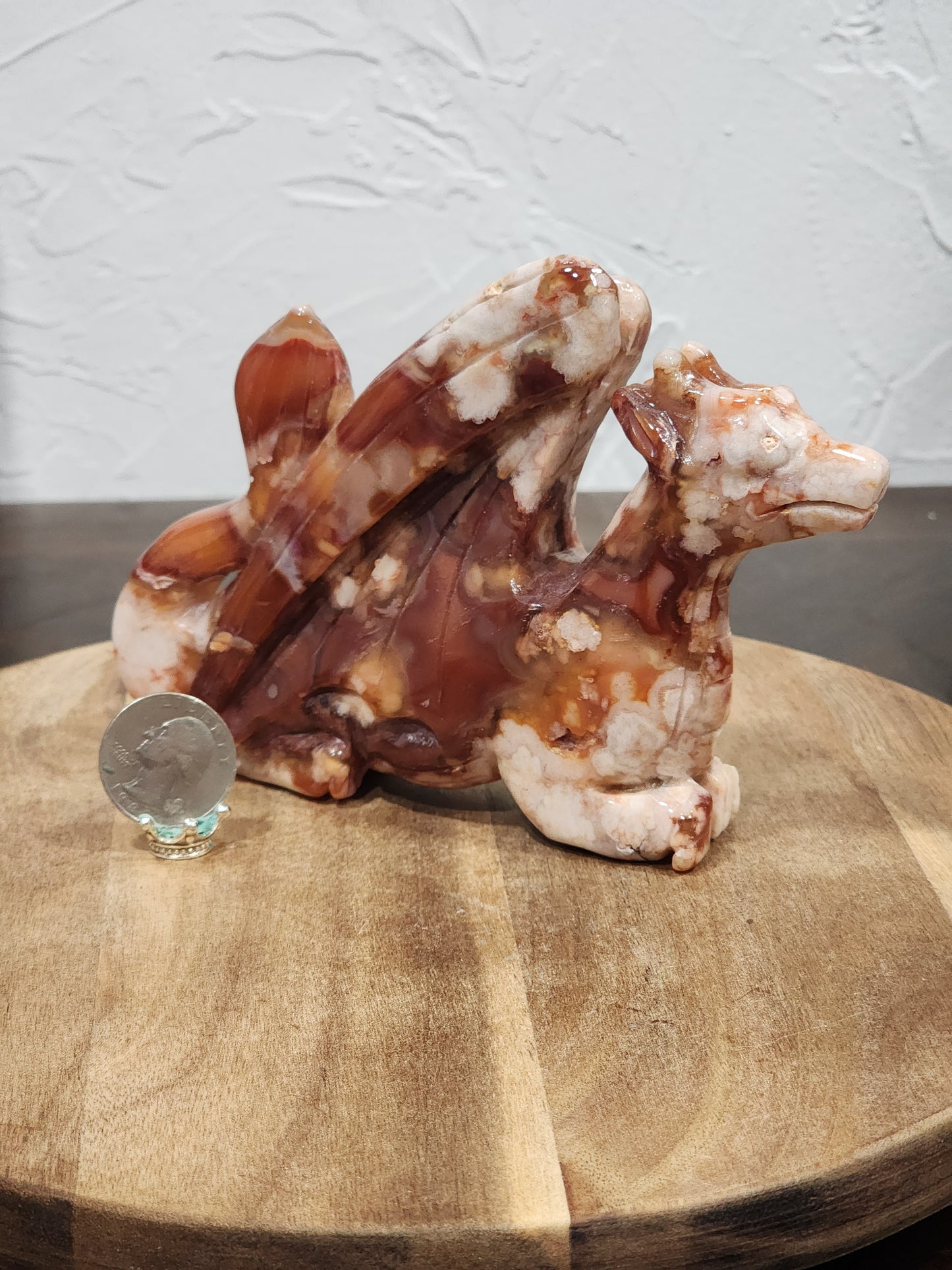 Carnelian/flower agate dragon