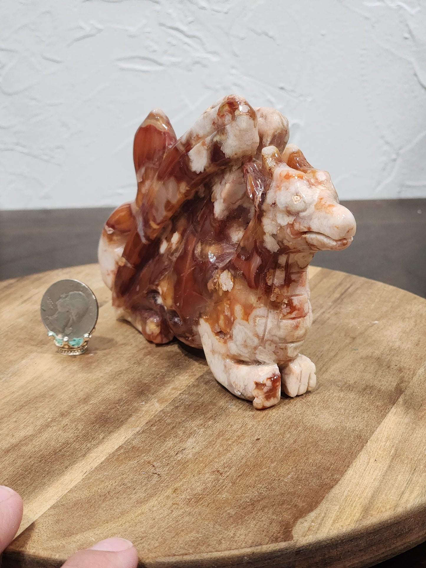 Carnelian/flower agate dragon