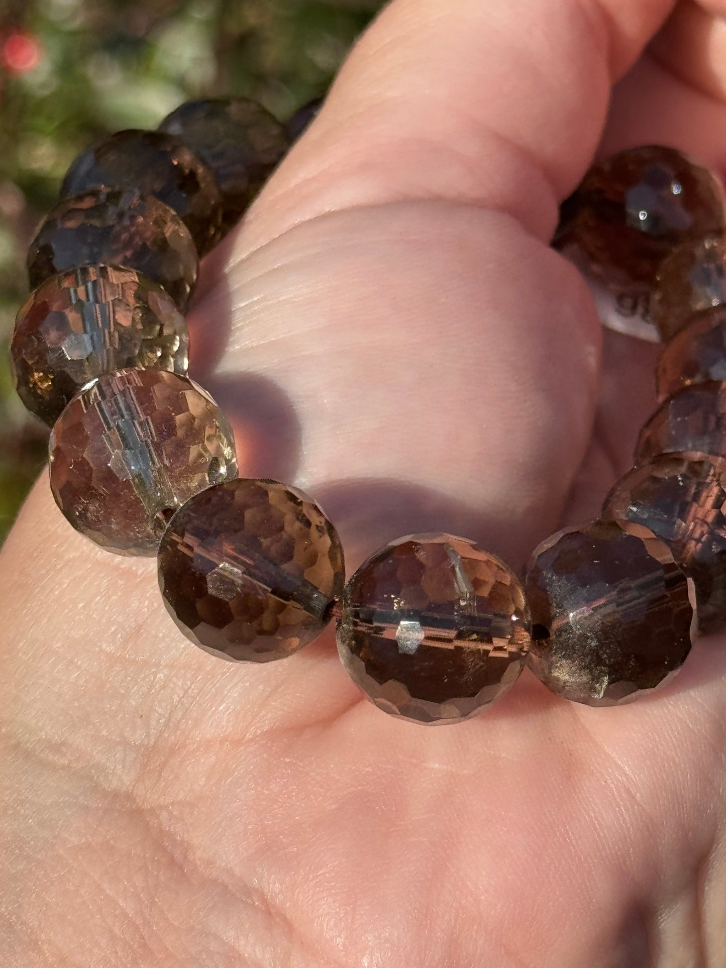 Faceted smoky quartz bracelet