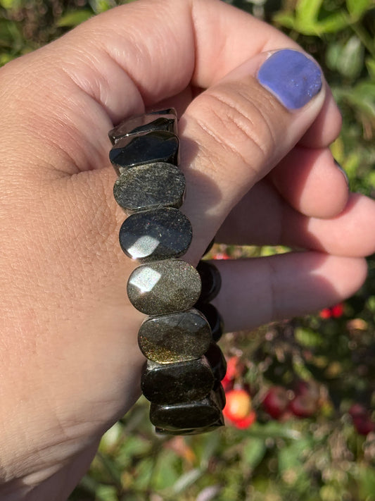 Golden obsidian faceted soft bangle