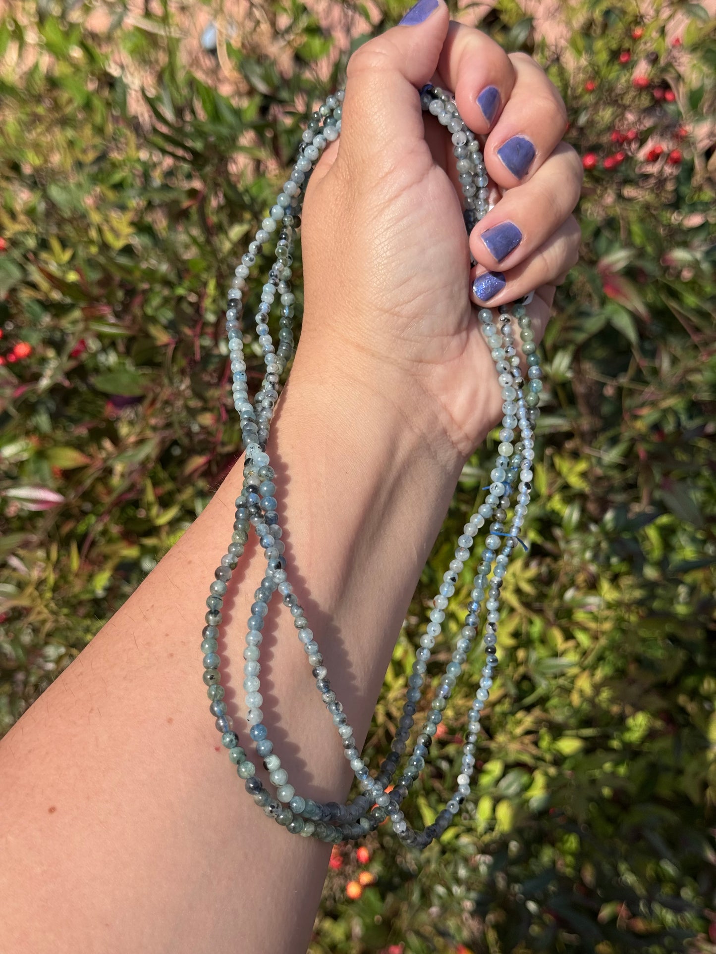 Aquamarine necklace/triple layer bracelet