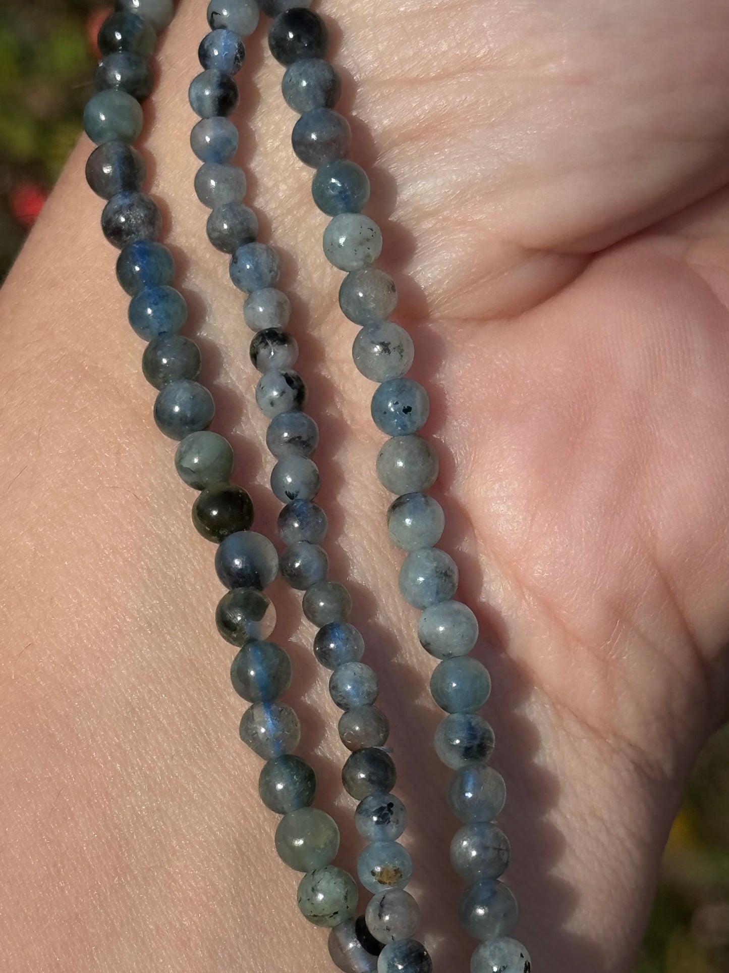 Aquamarine necklace/triple layer bracelet