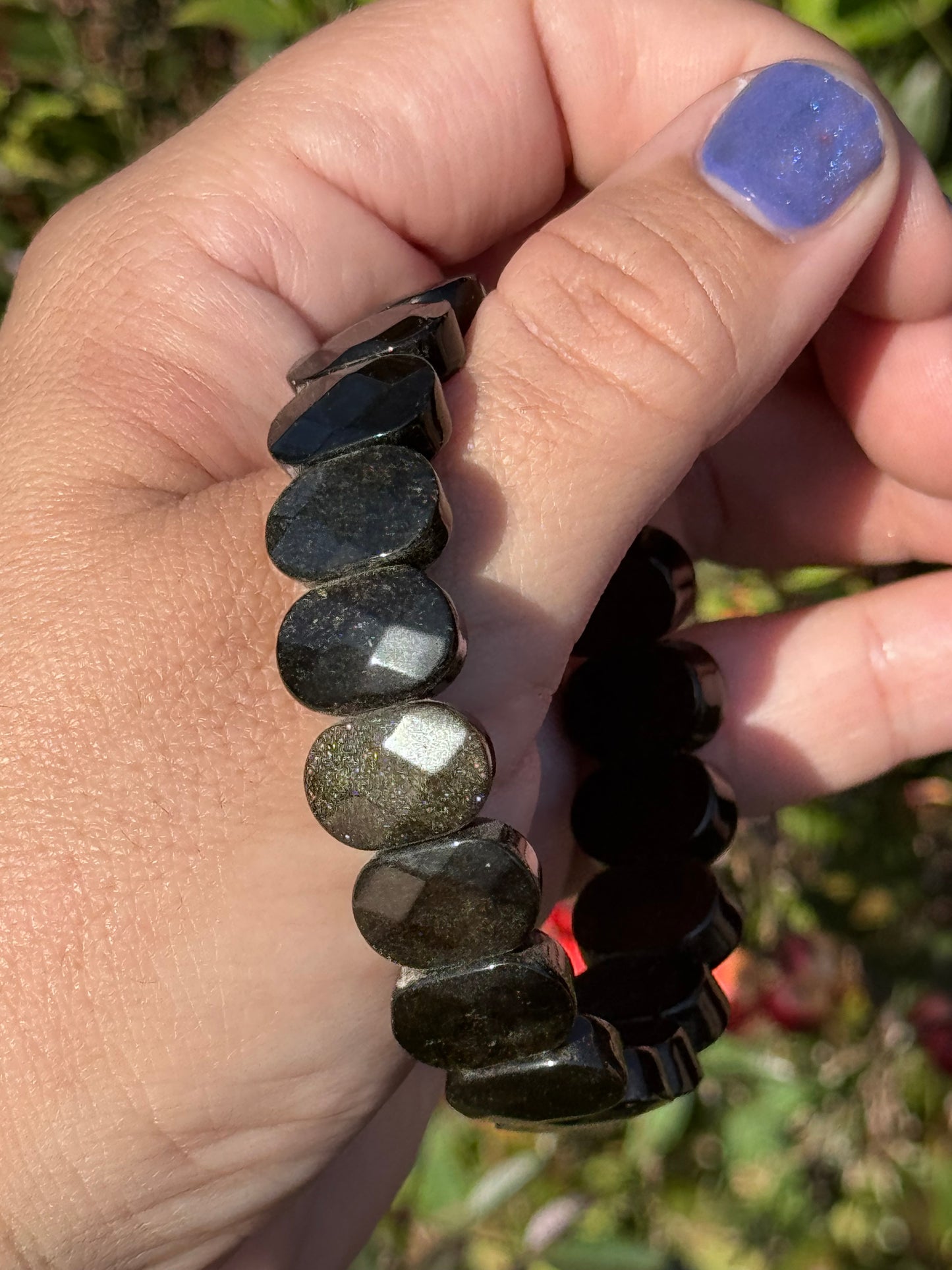 Golden obsidian faceted soft bangle