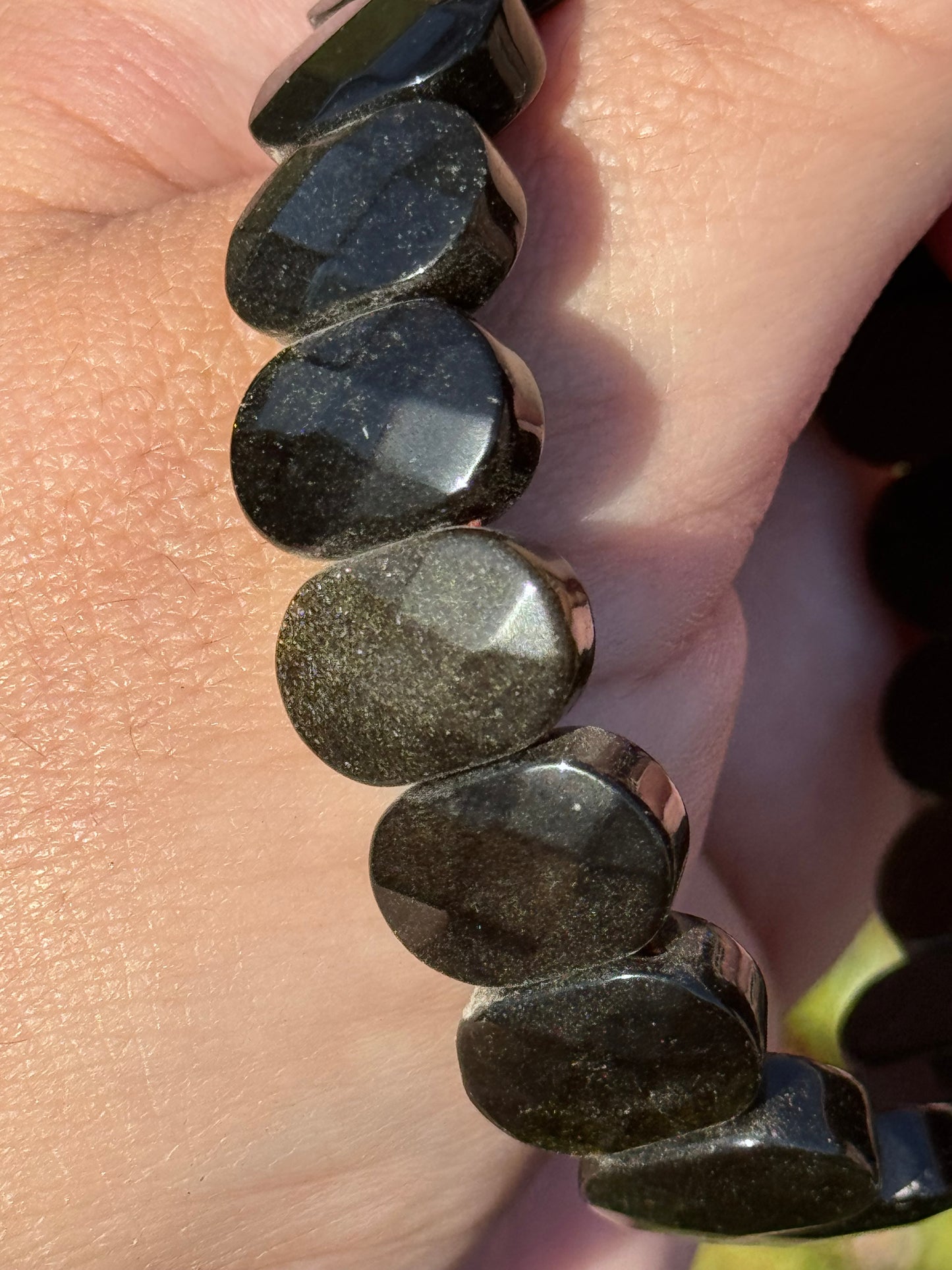 Golden obsidian faceted soft bangle