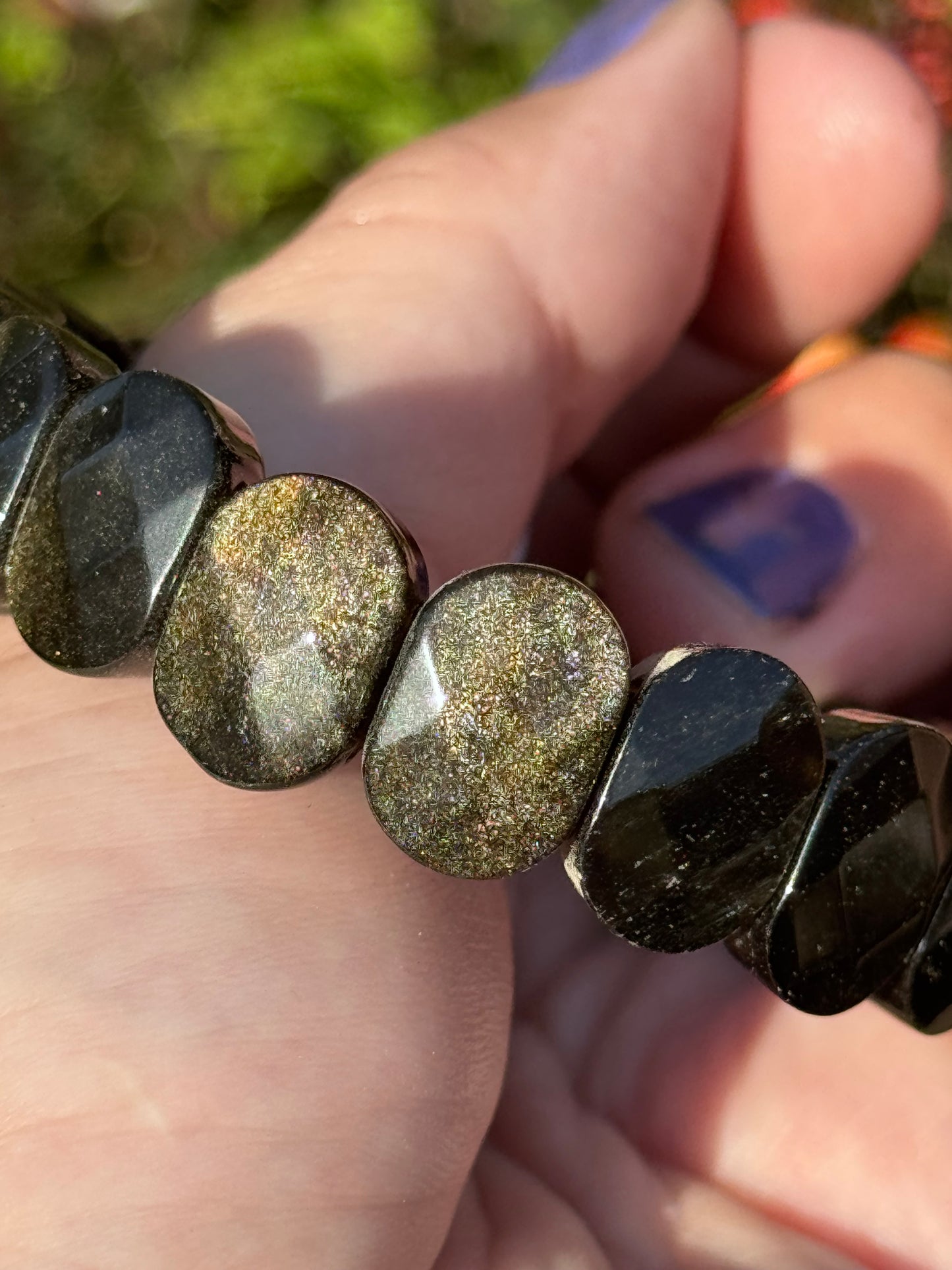 Golden obsidian faceted soft bangle