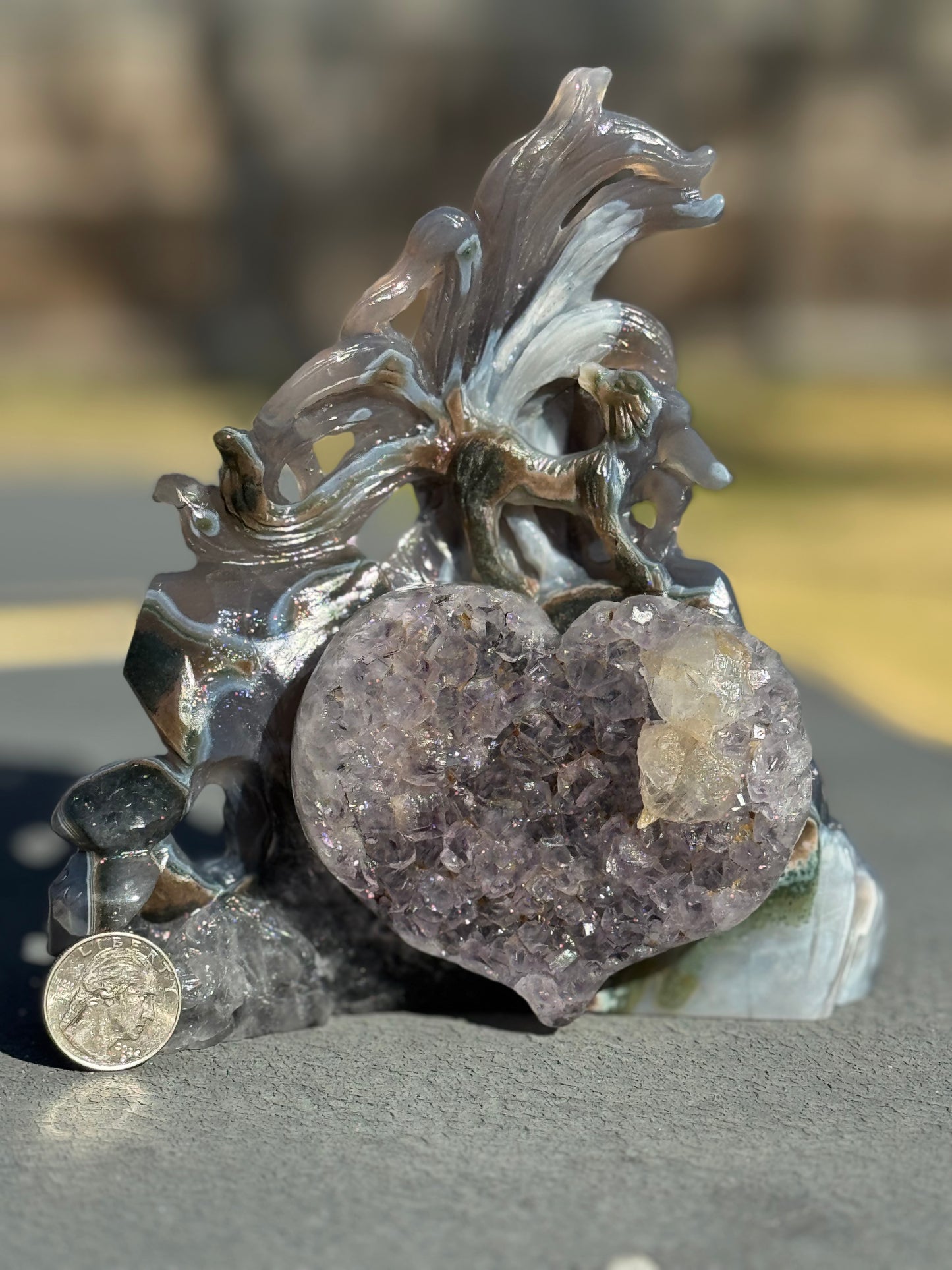 Amethyst heart with nine-tail fox