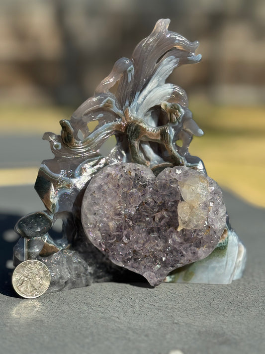 Amethyst heart with nine-tail fox