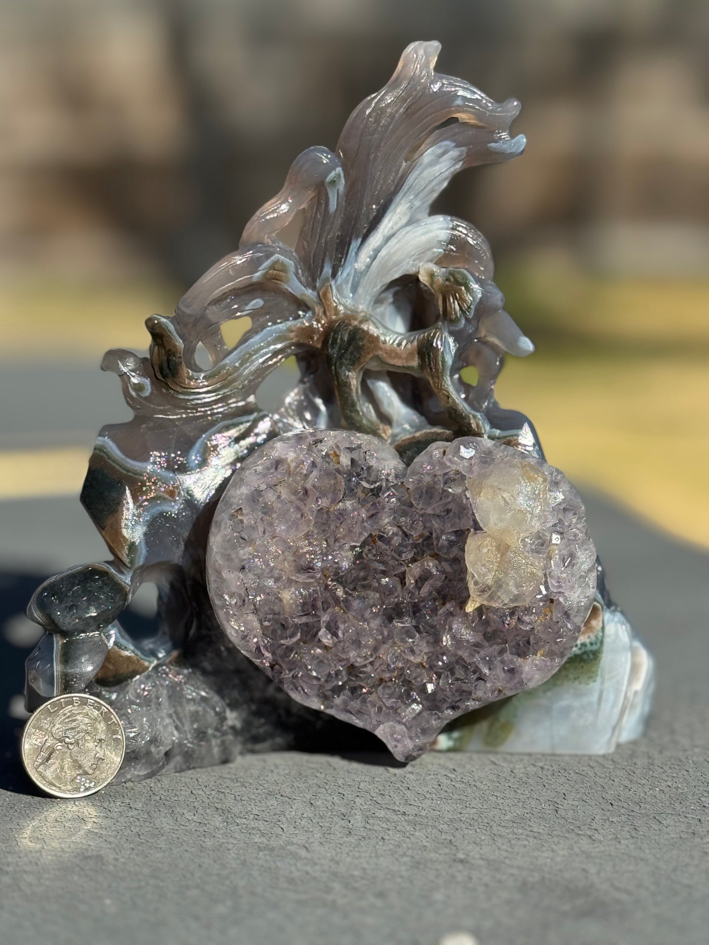 Amethyst heart with nine-tail fox