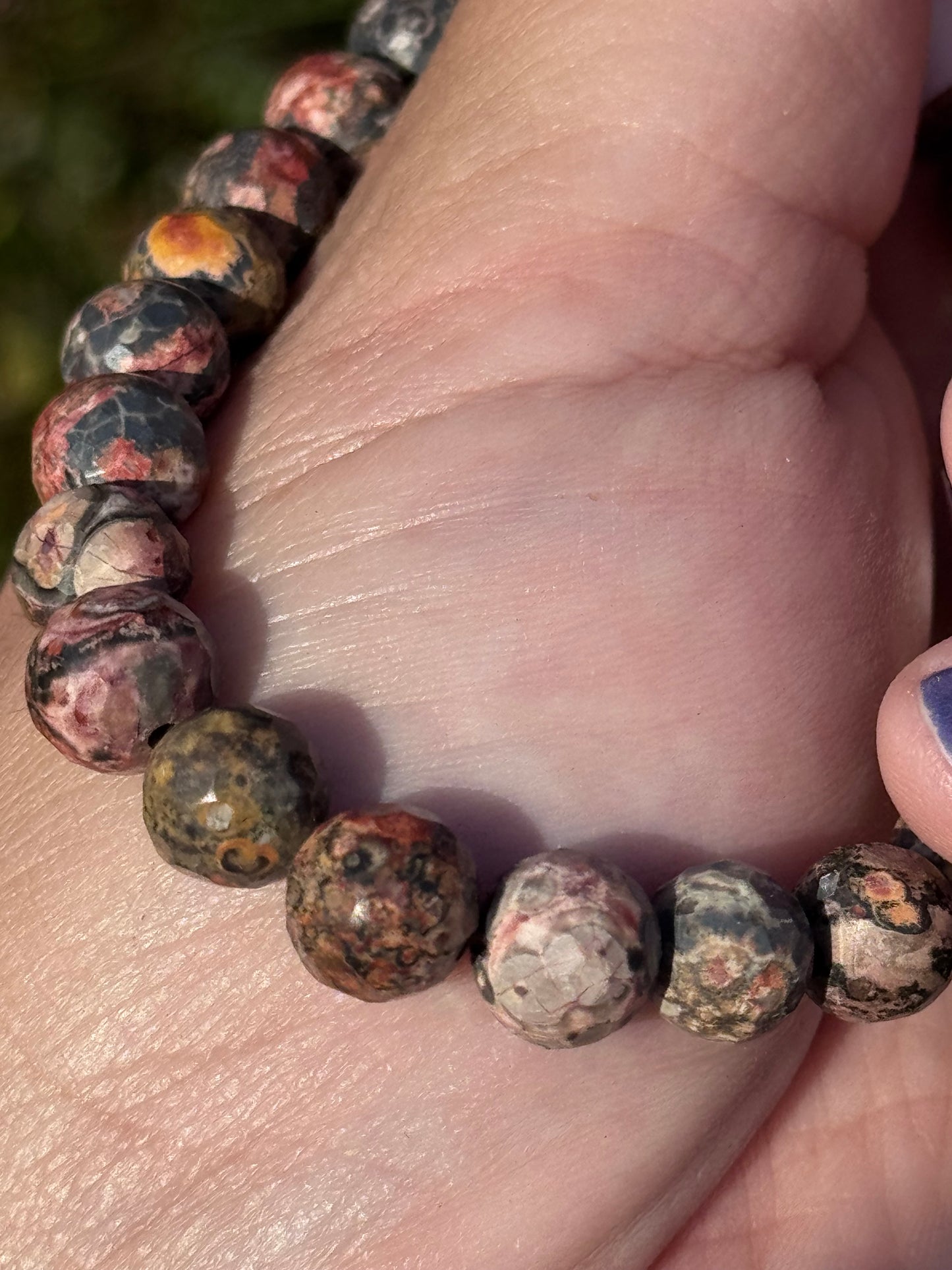 Faceted leopard skin jasper