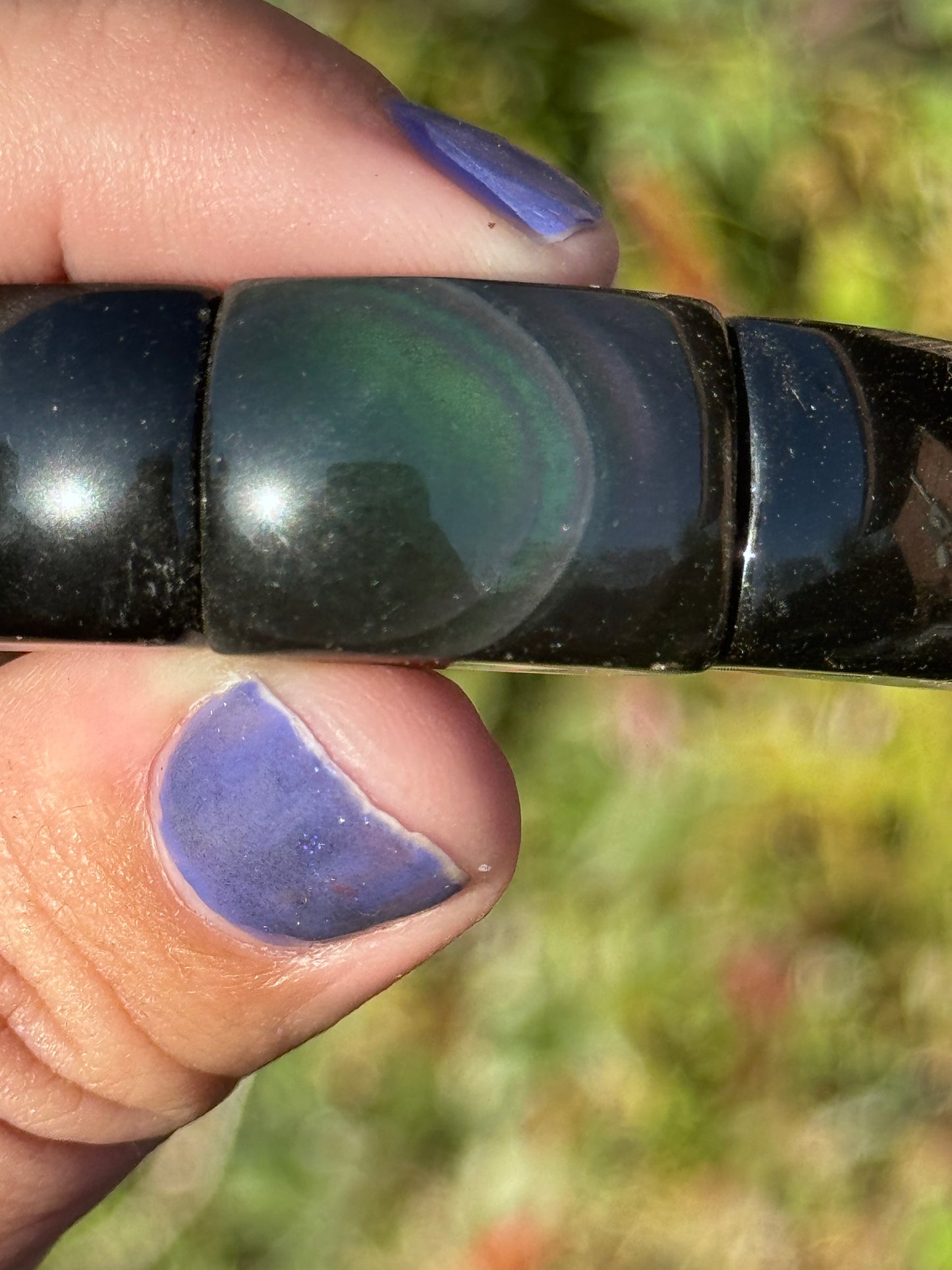 Rainbow obsidian soft bangle