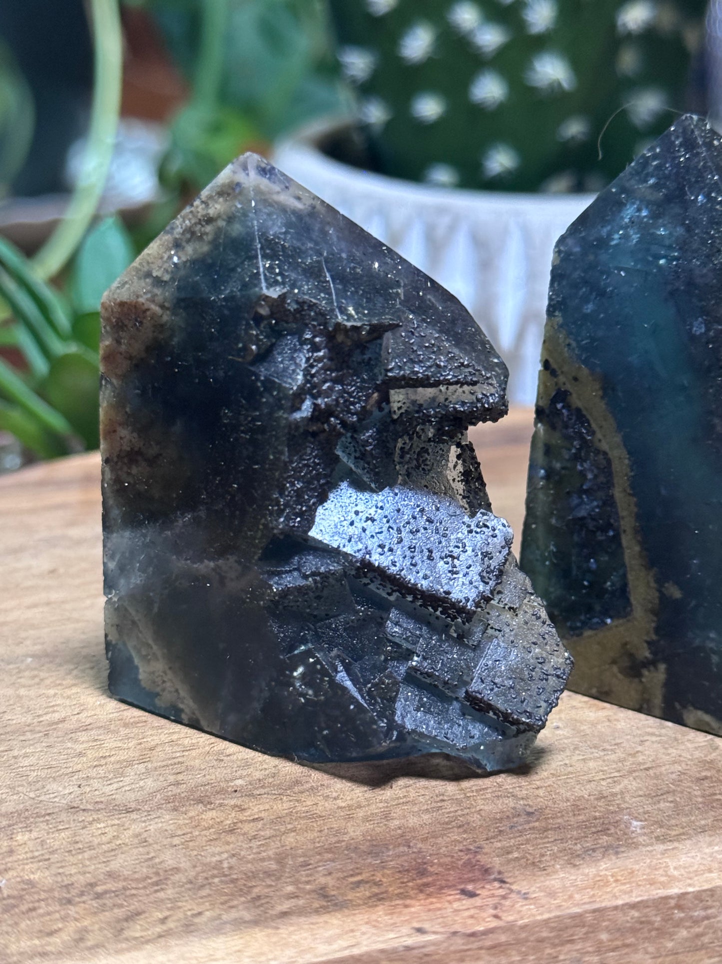 Fluorite with pyrite tower medium size