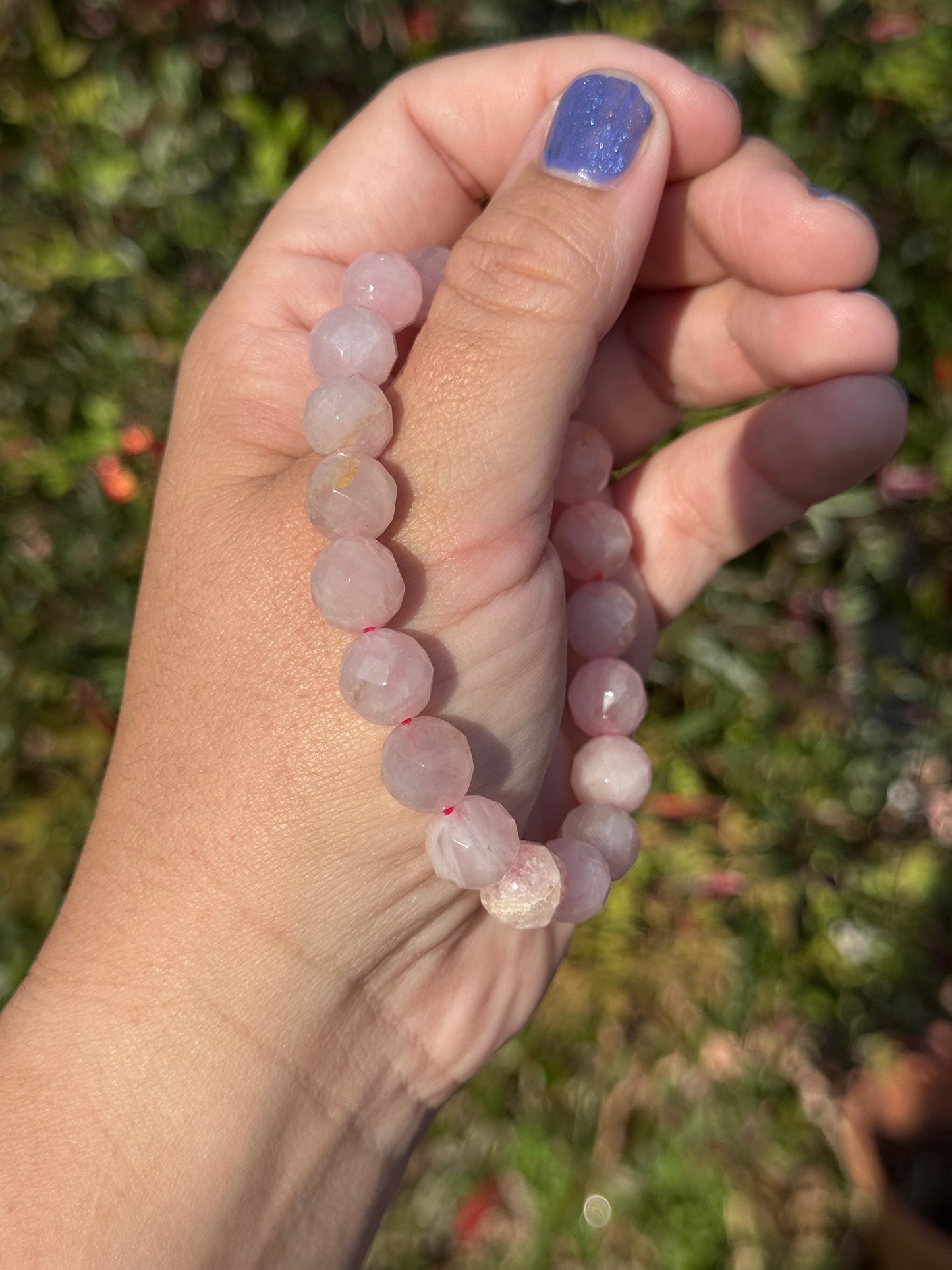 Faceted rose quartz bracelet