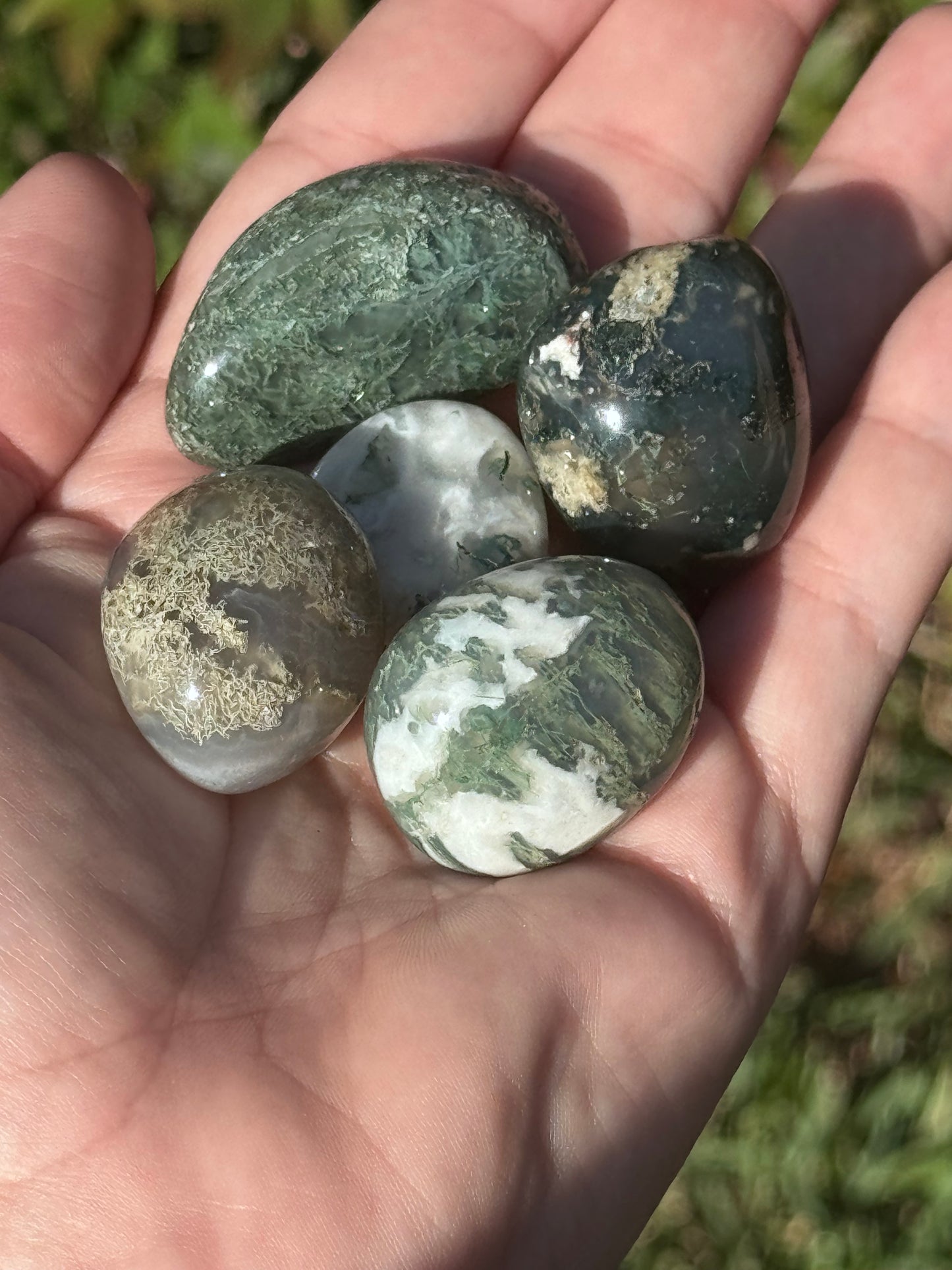 Moss agate tumble