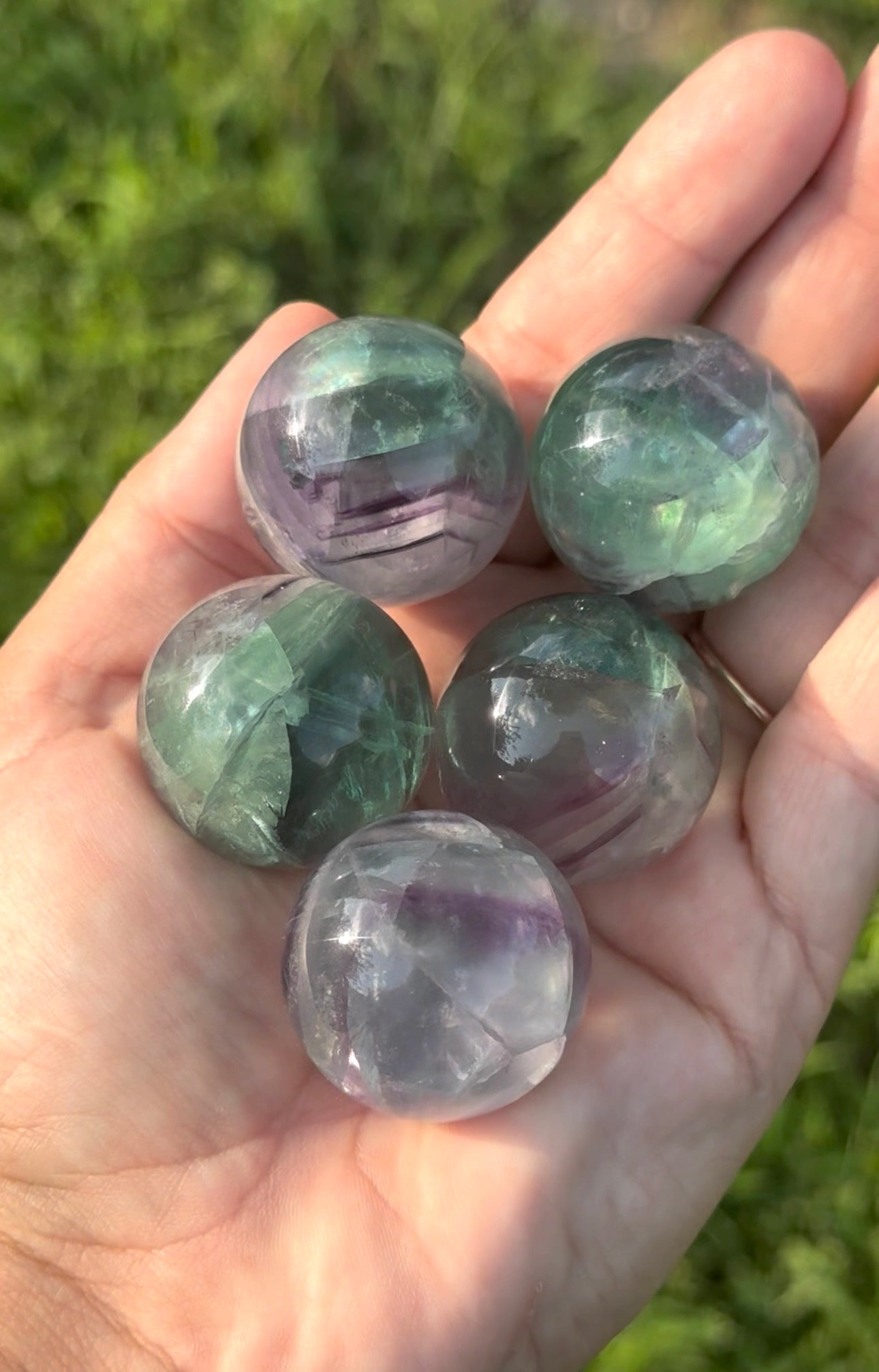 Rainbow fluorite sphere