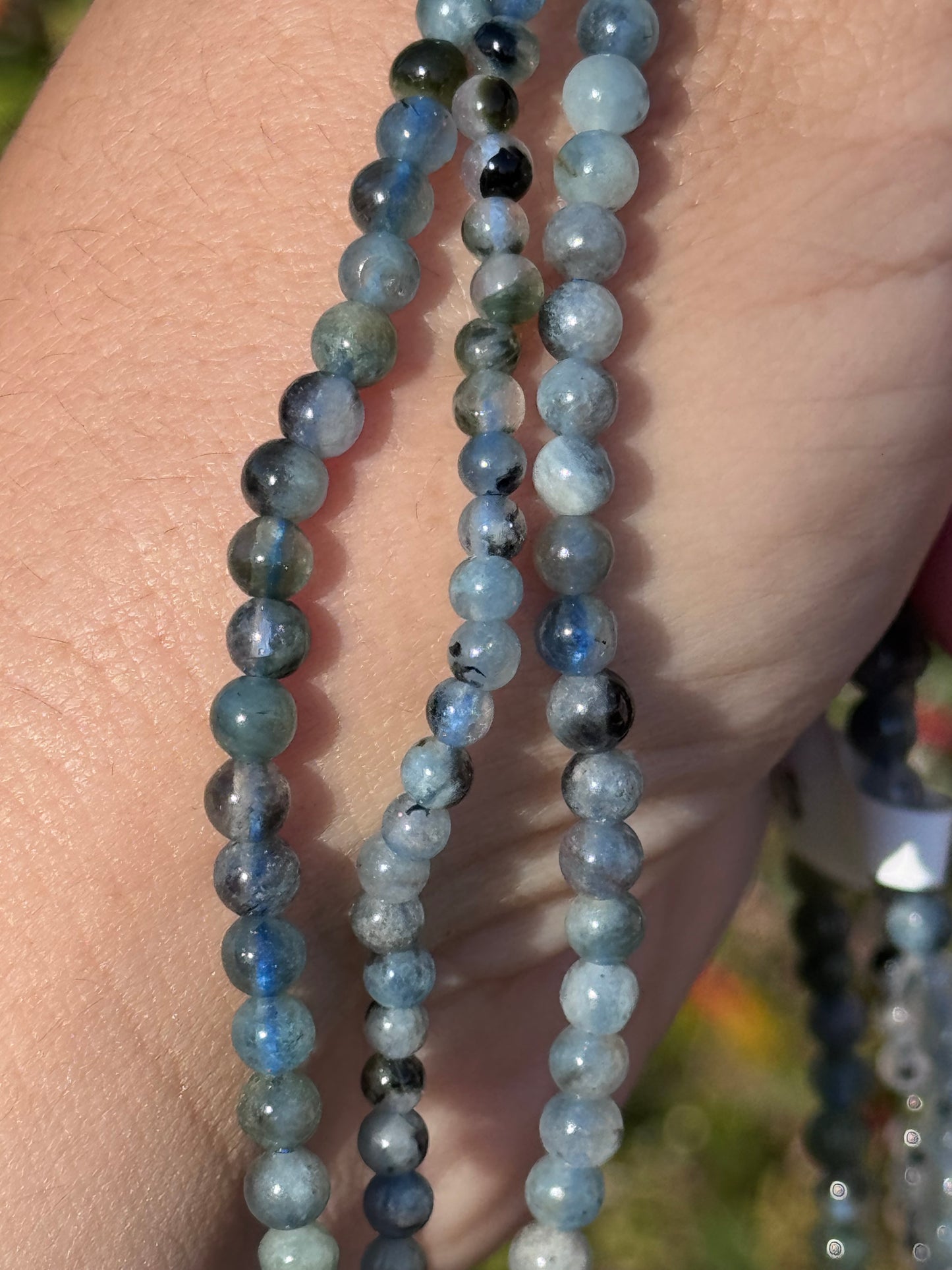 Aquamarine necklace/triple layer bracelet