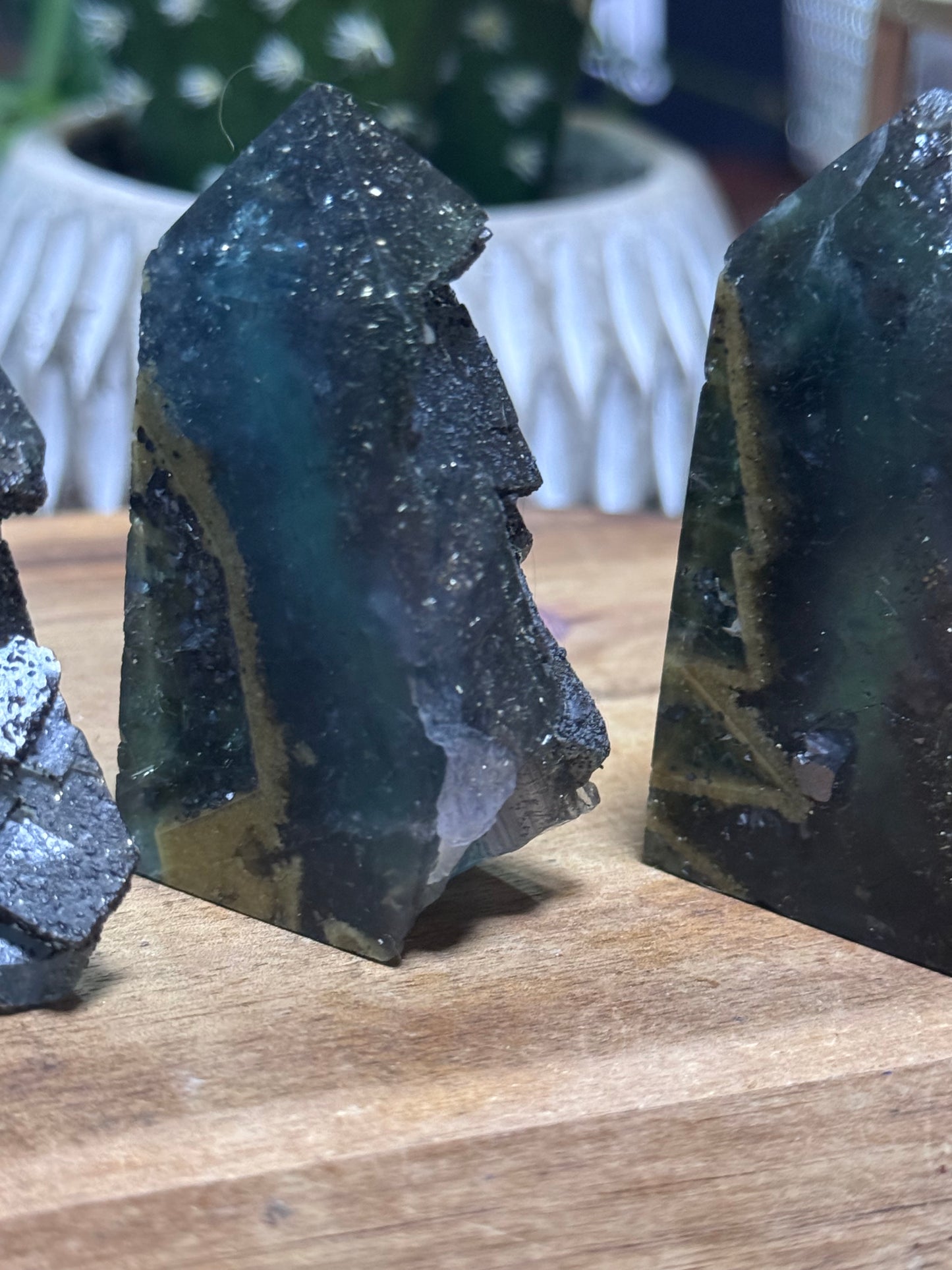 Fluorite with pyrite tower medium size