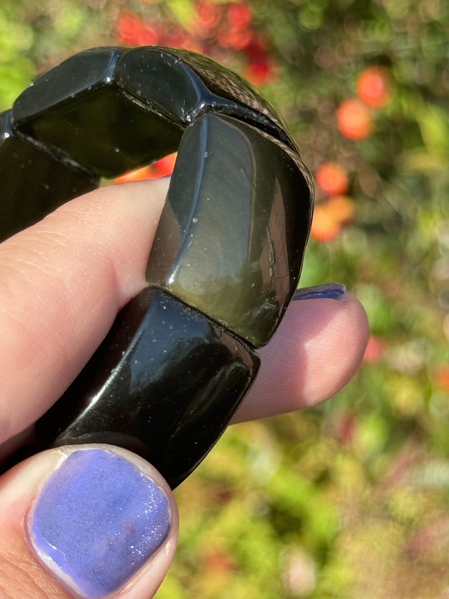 Rainbow obsidian soft bangle