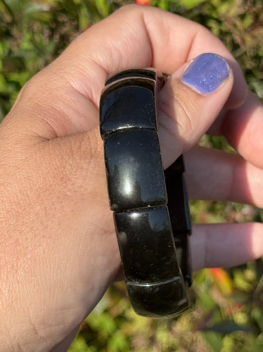 Rainbow obsidian soft bangle
