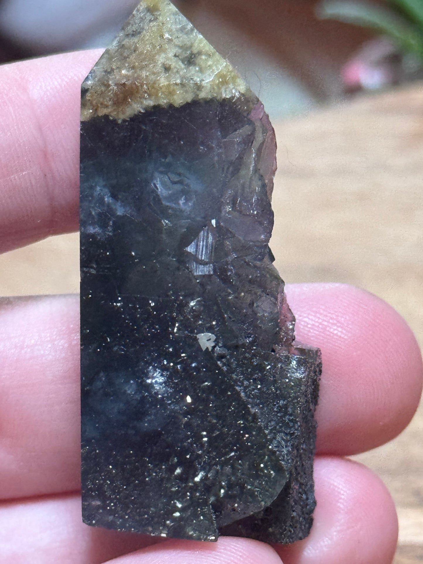 Fluorite with pyrite tower, small size