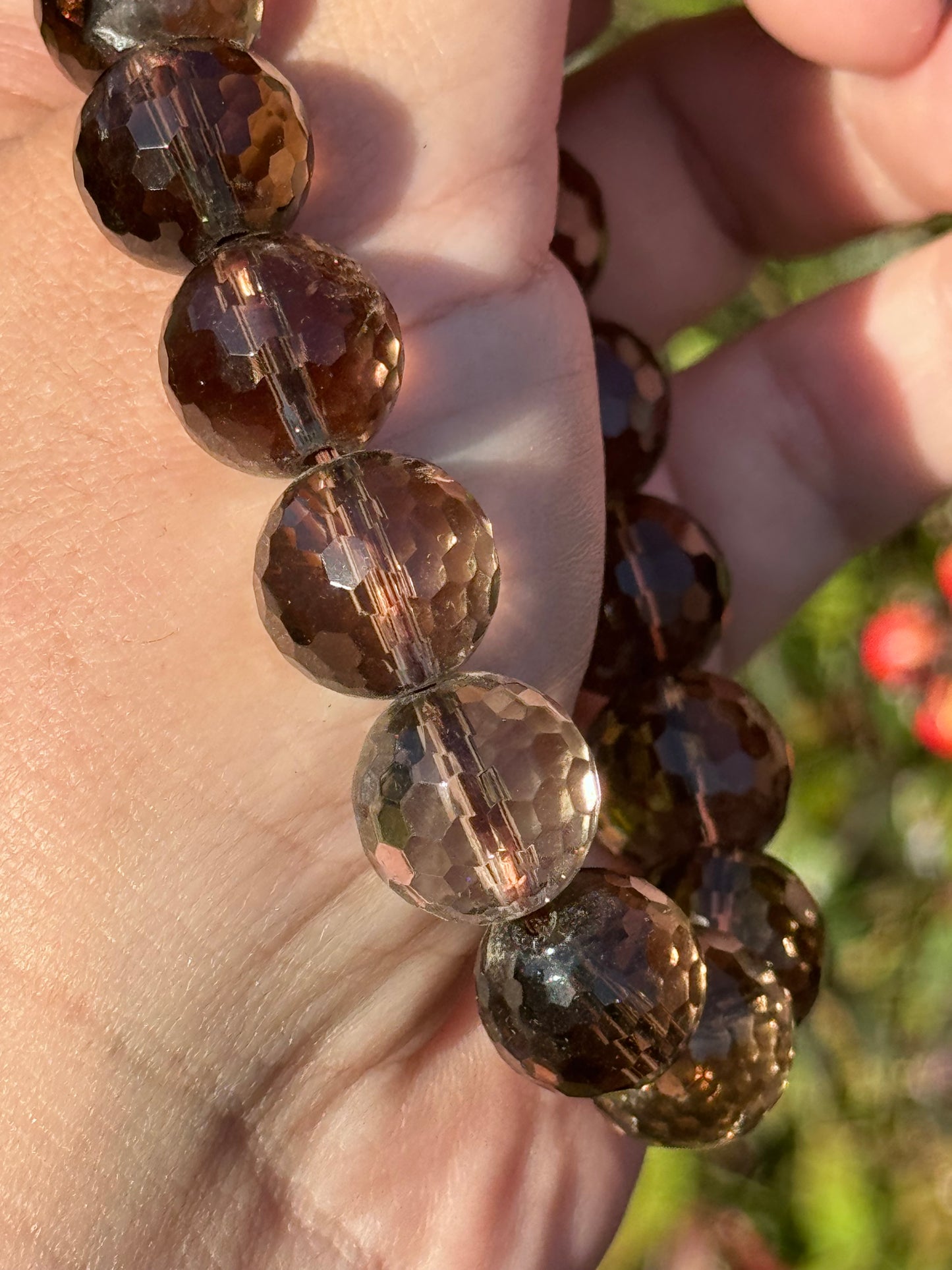 Faceted smoky quartz bracelet