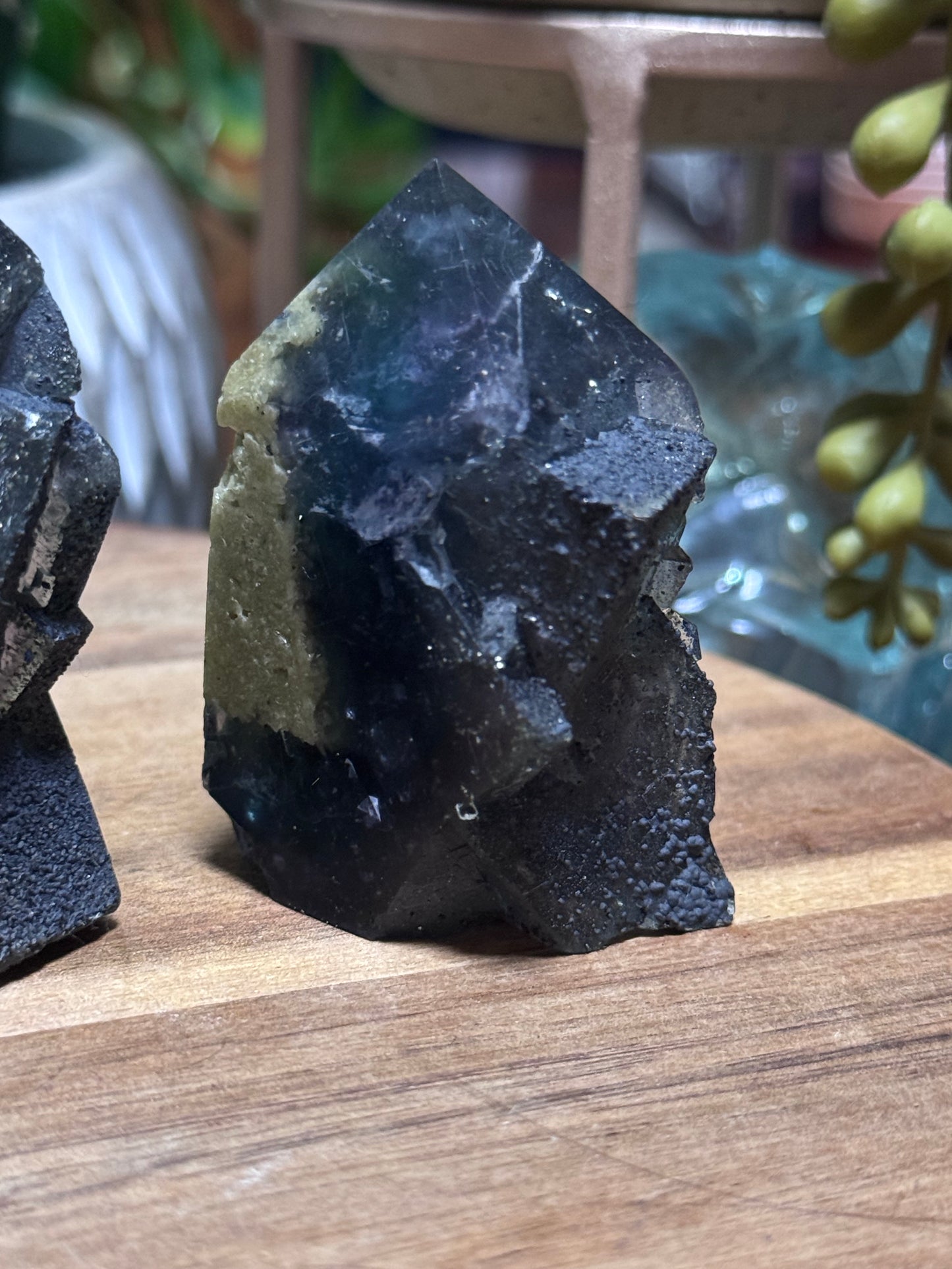 Fluorite with pyrite tower medium size